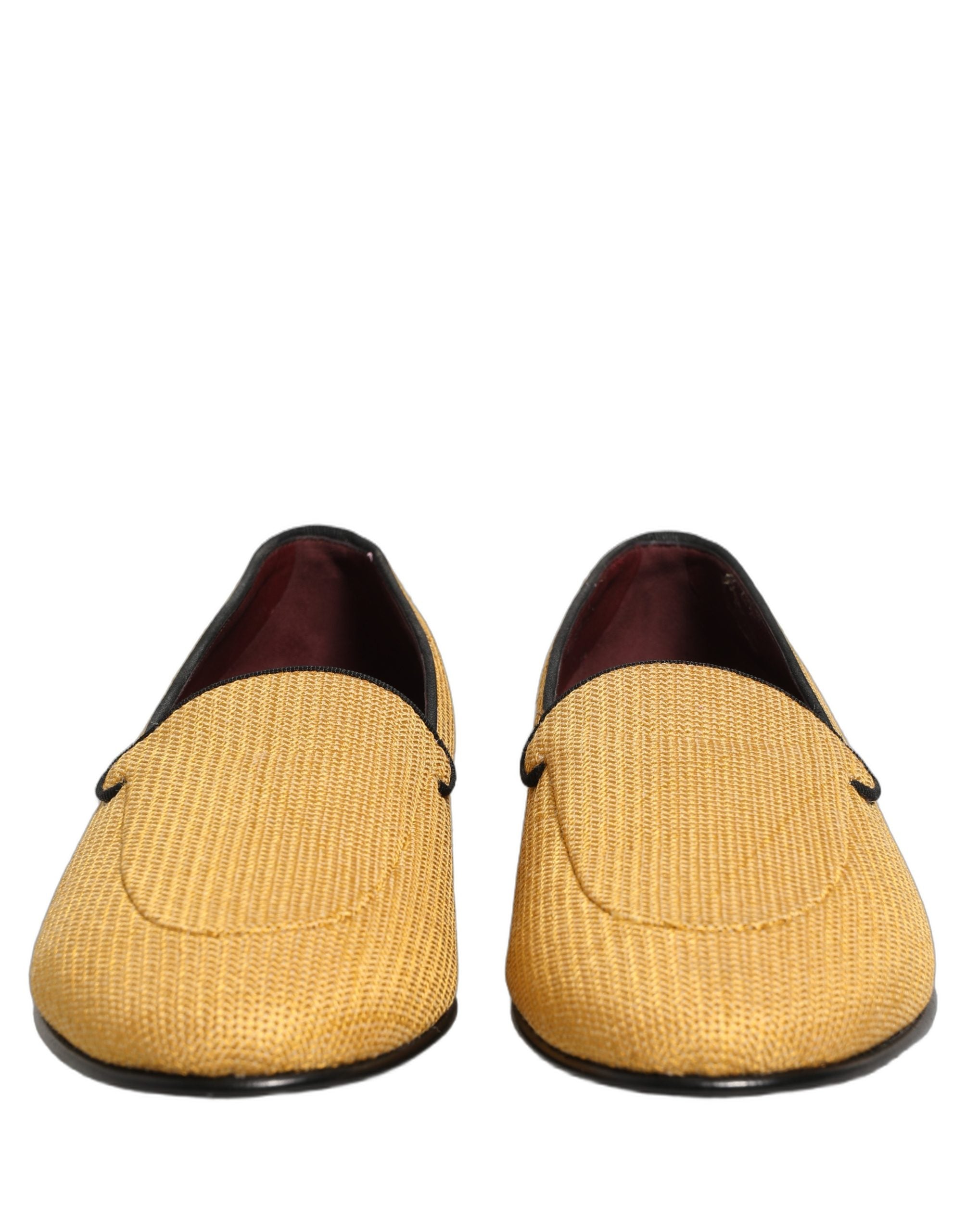 Dolce & Gabbana Yellow Woven Men Slip On Dress Loafers Shoes Dolce & Gabbana