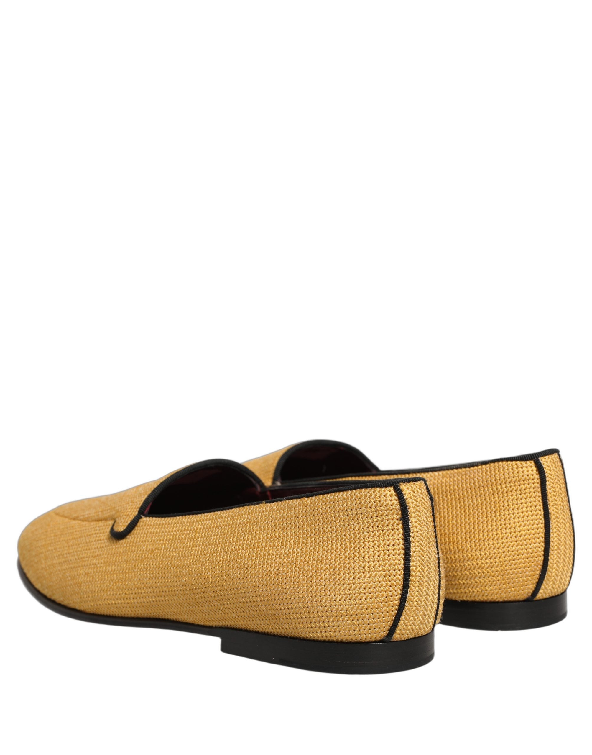 Dolce & Gabbana Yellow Woven Men Slip On Dress Loafers Shoes Dolce & Gabbana