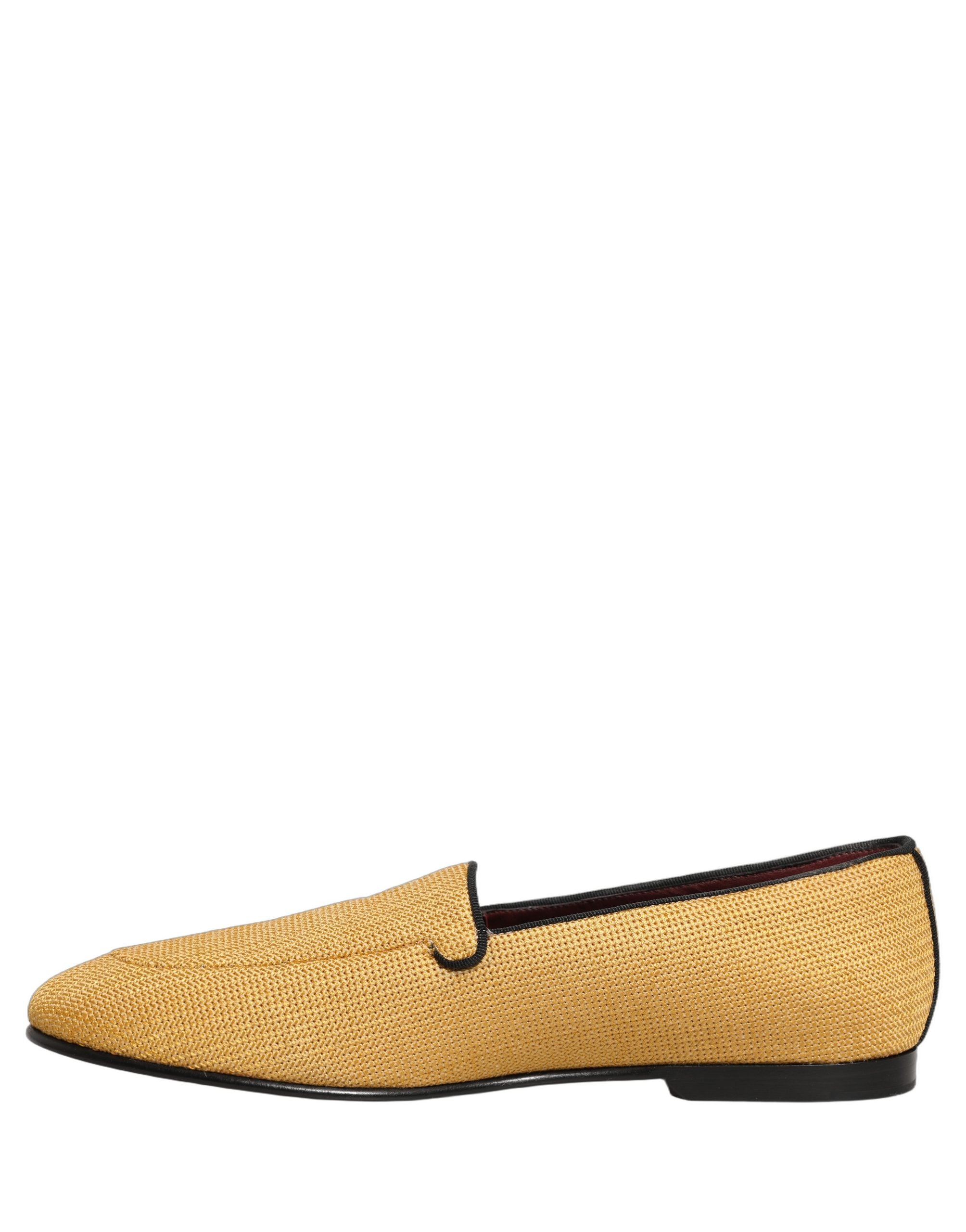 Dolce & Gabbana Yellow Woven Men Slip On Dress Loafers Shoes Dolce & Gabbana