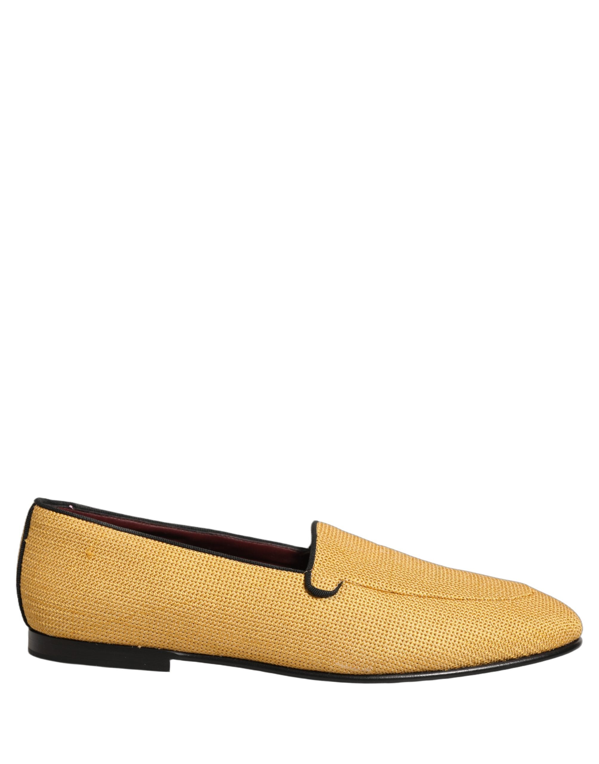 Dolce & Gabbana Yellow Woven Men Slip On Dress Loafers Shoes Dolce & Gabbana