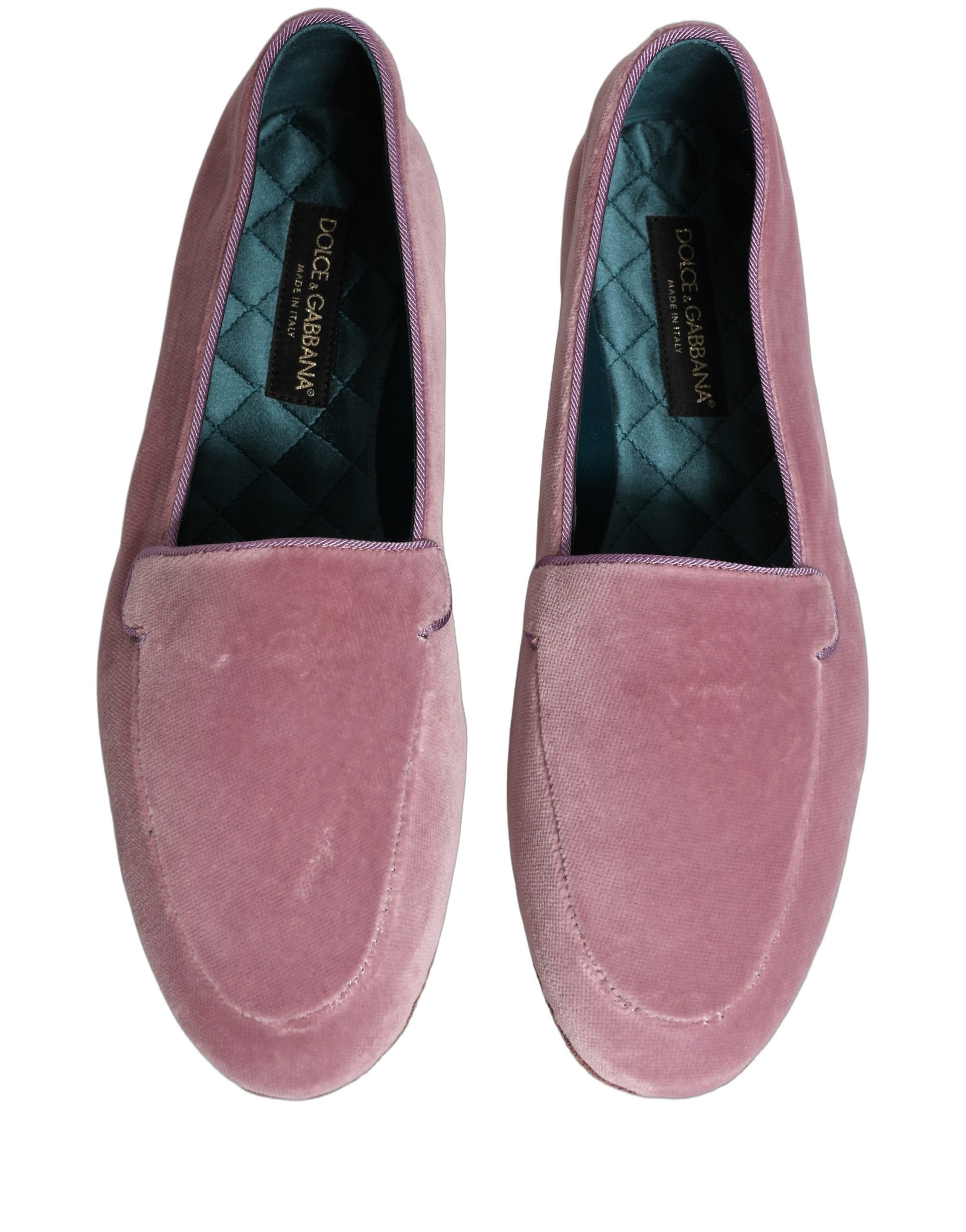 Dolce & Gabbana Pink Velvet Slip On Men Flats Loafers Shoes Dolce & Gabbana