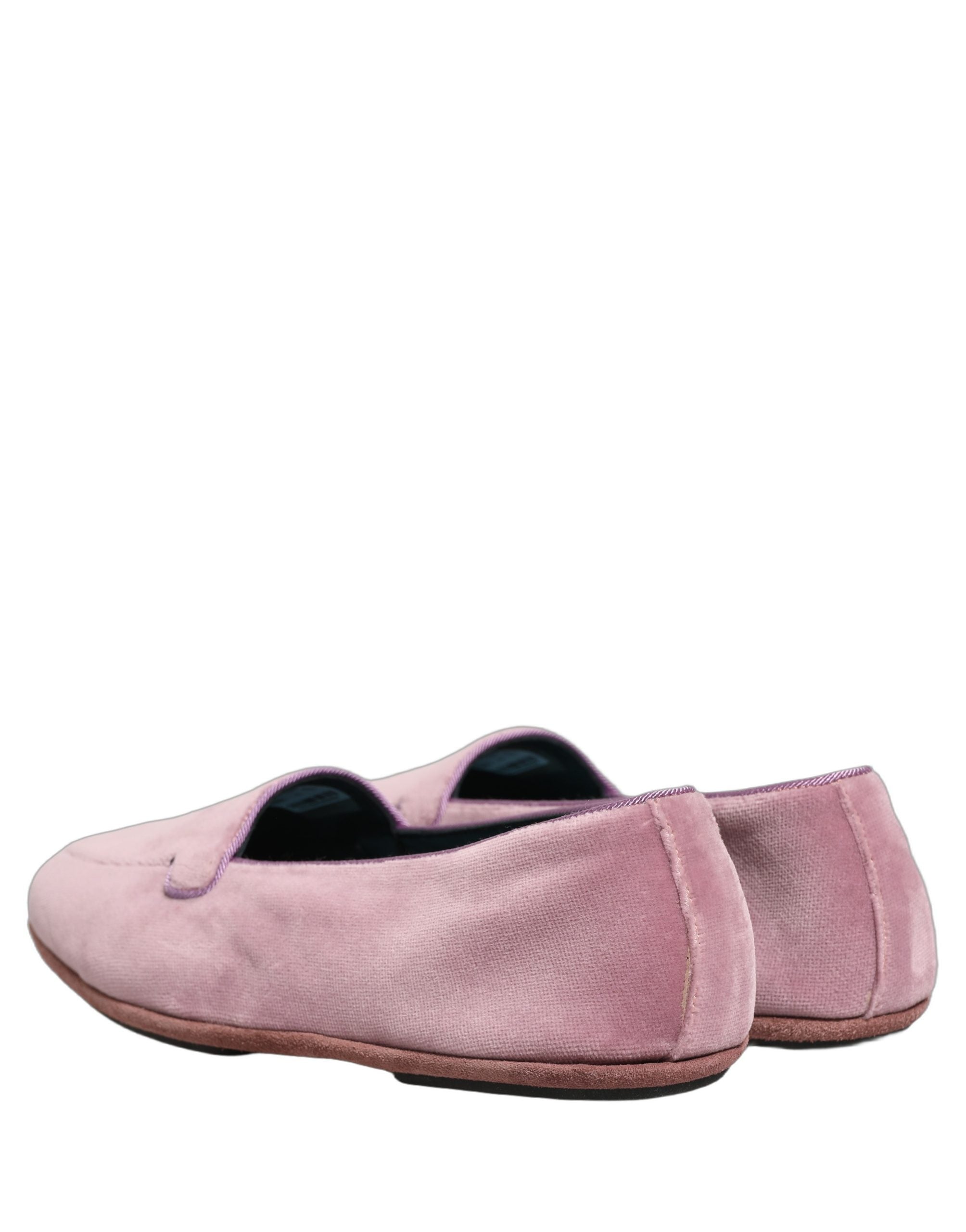 Dolce & Gabbana Pink Velvet Slip On Men Flats Loafers Shoes Dolce & Gabbana