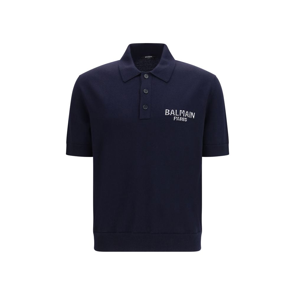 Balmain Blue Wool Oves Aries Polo Shirt Balmain