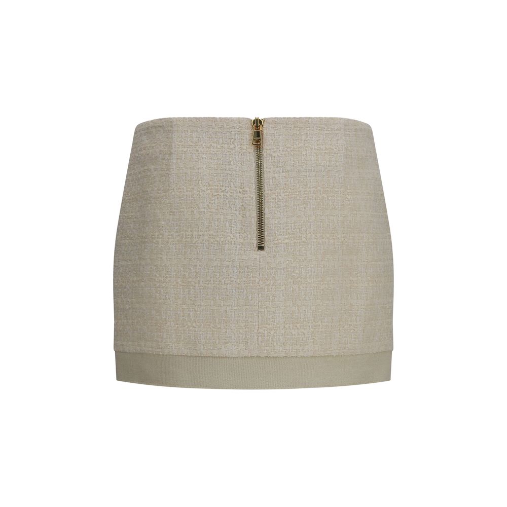 Balmain Beige Wool Oves Aries Mini Skirt Balmain