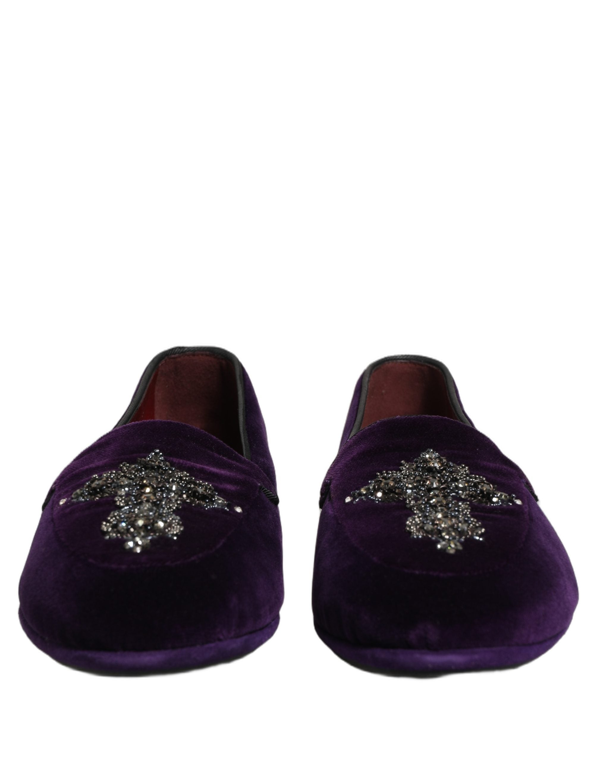 Dolce & Gabbana Violet Suede Embellished Dress Loafers Shoes Dolce & Gabbana