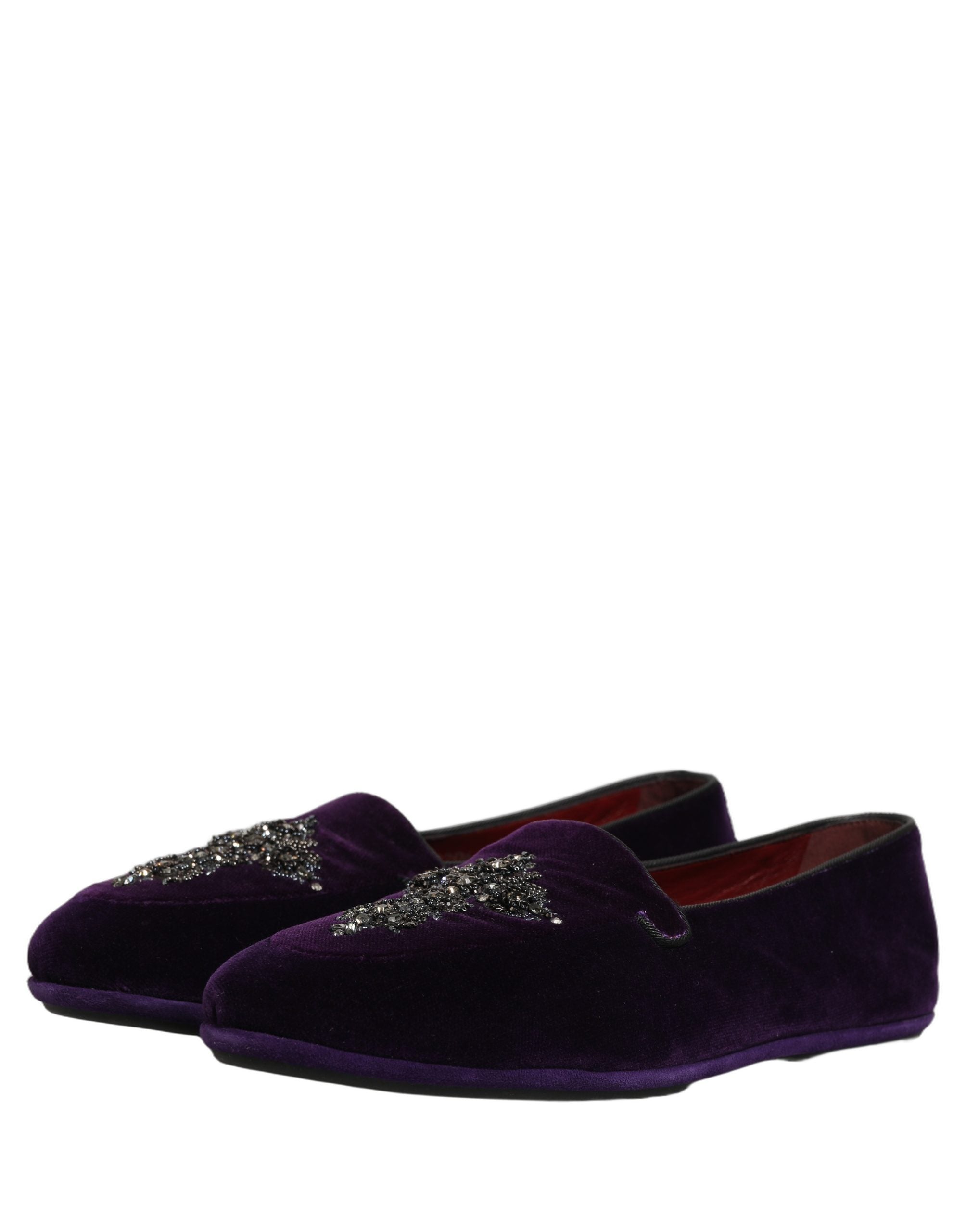 Dolce & Gabbana Violet Suede Embellished Dress Loafers Shoes Dolce & Gabbana