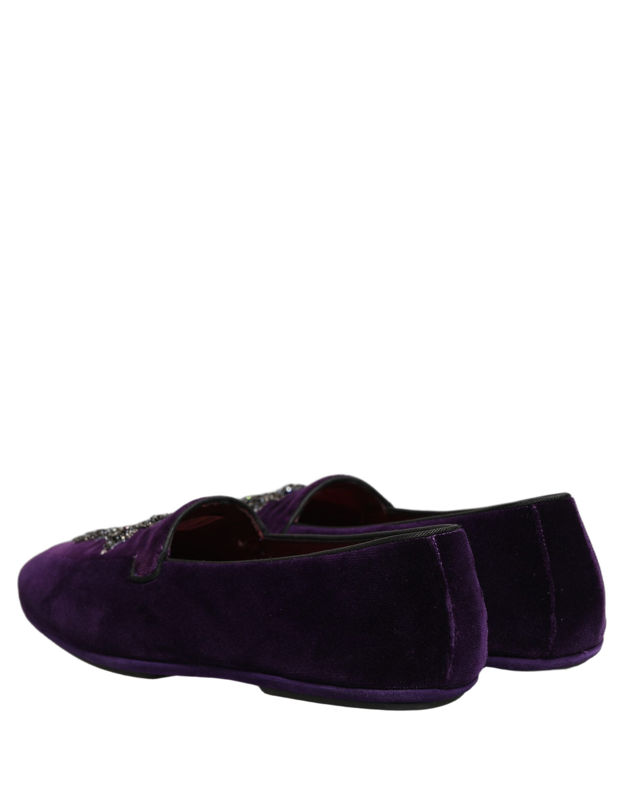 Dolce & Gabbana Violet Suede Embellished Dress Loafers Shoes Dolce & Gabbana