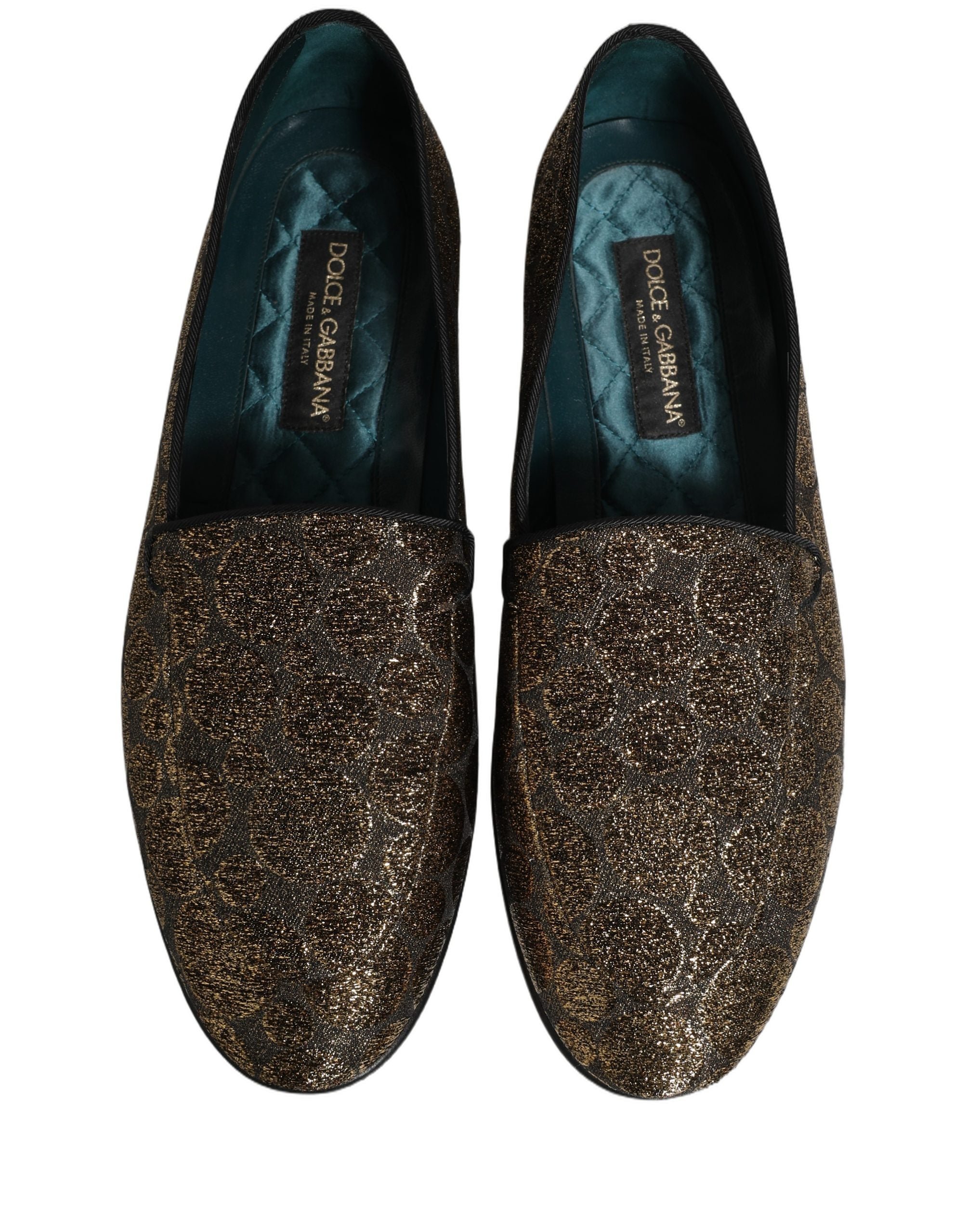 Dolce & Gabbana Gold Lurex Glitter Men Slip On Loafers Shoes Dolce & Gabbana