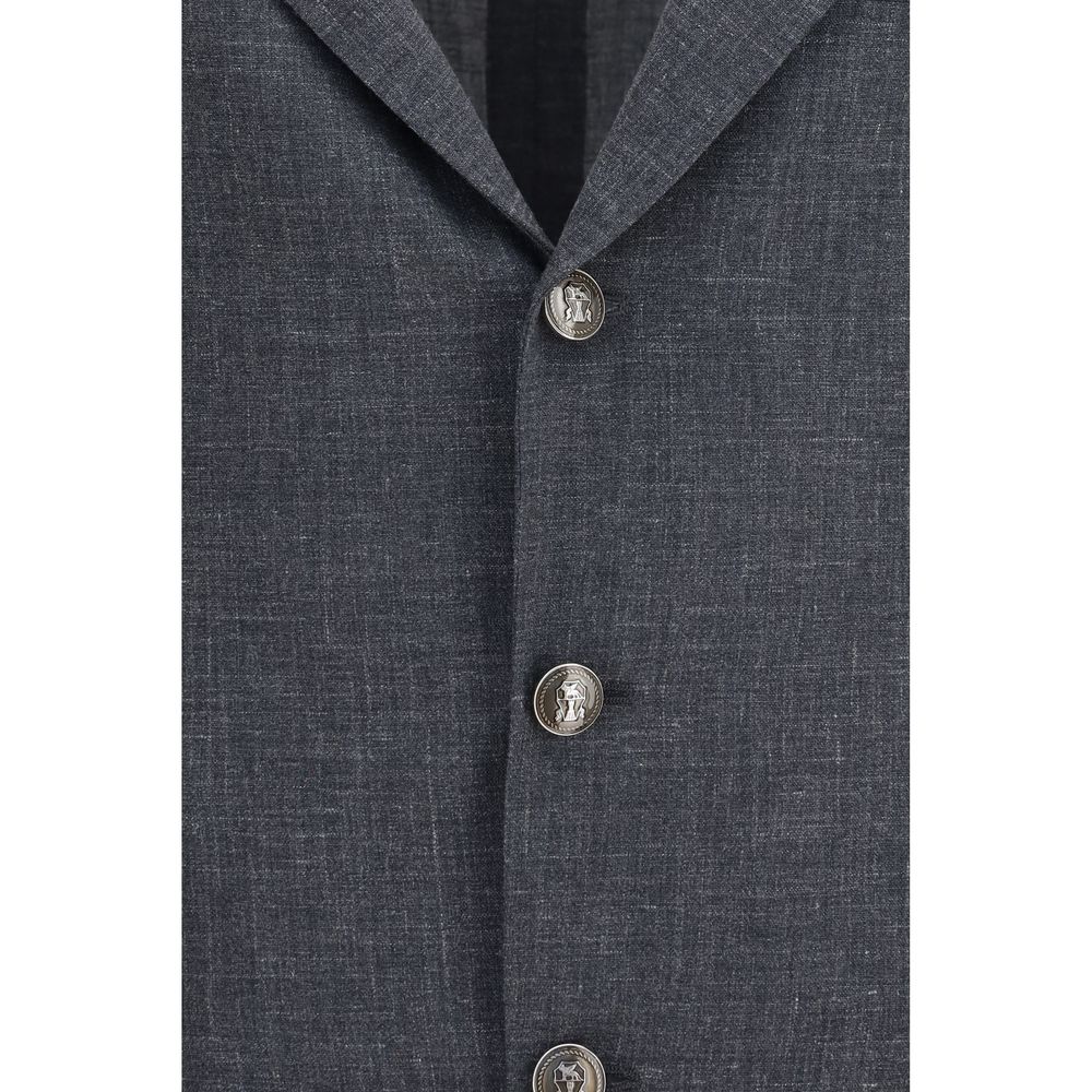Brunello Cucinelli Gray Wool Oves Aries Blazer Brunello Cucinelli