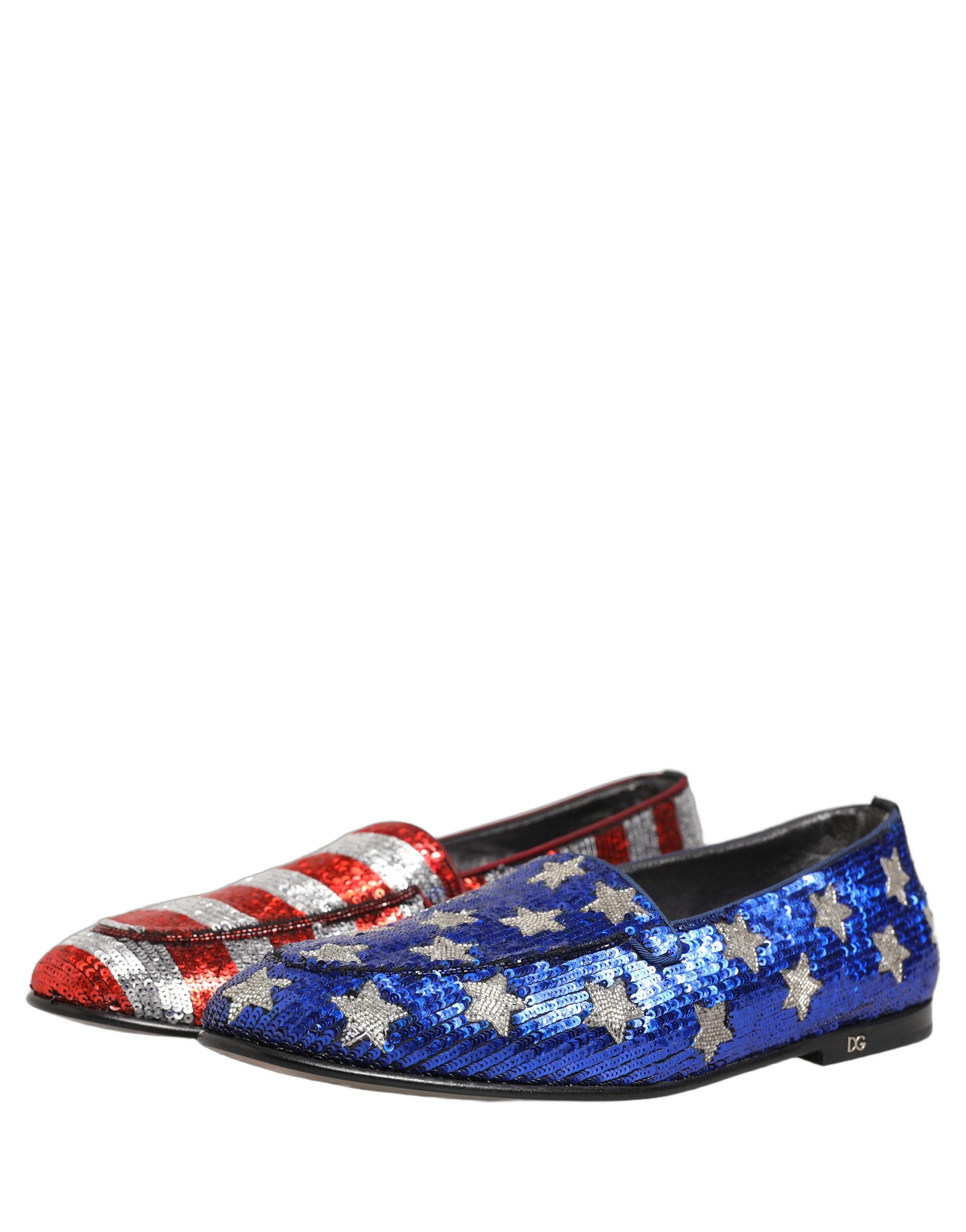 Dolce & Gabbana Multicolor Flag Sequin Dress Loafers Shoes Dolce & Gabbana