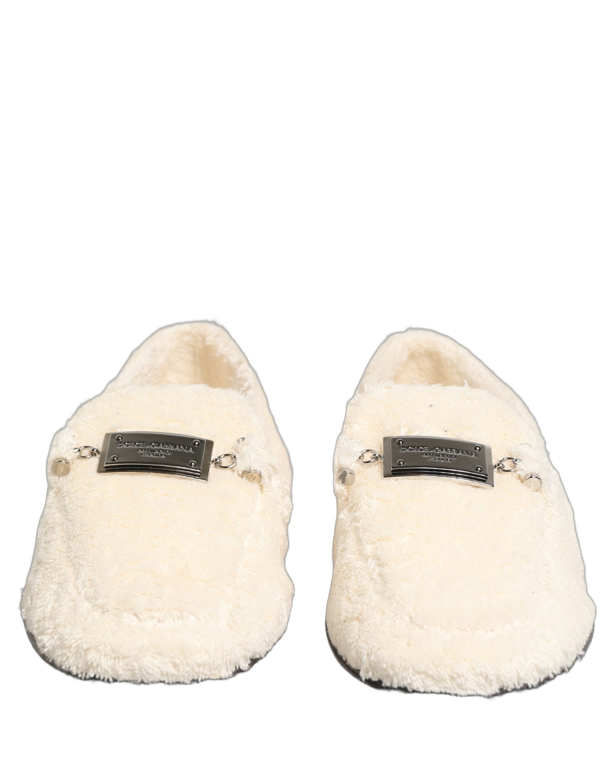 Dolce & Gabbana White Fur Shearling Men Dress Loafers Shoes Dolce & Gabbana
