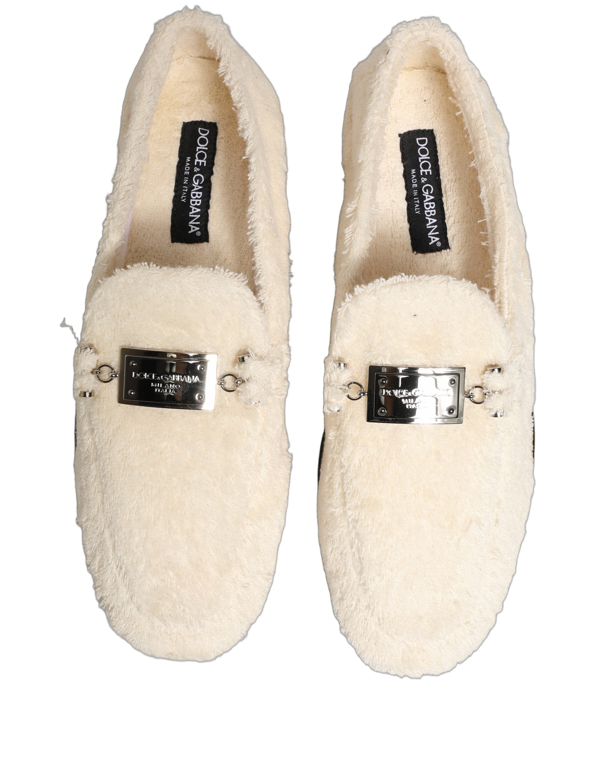 Dolce & Gabbana White Fur Shearling Men Dress Loafers Shoes Dolce & Gabbana