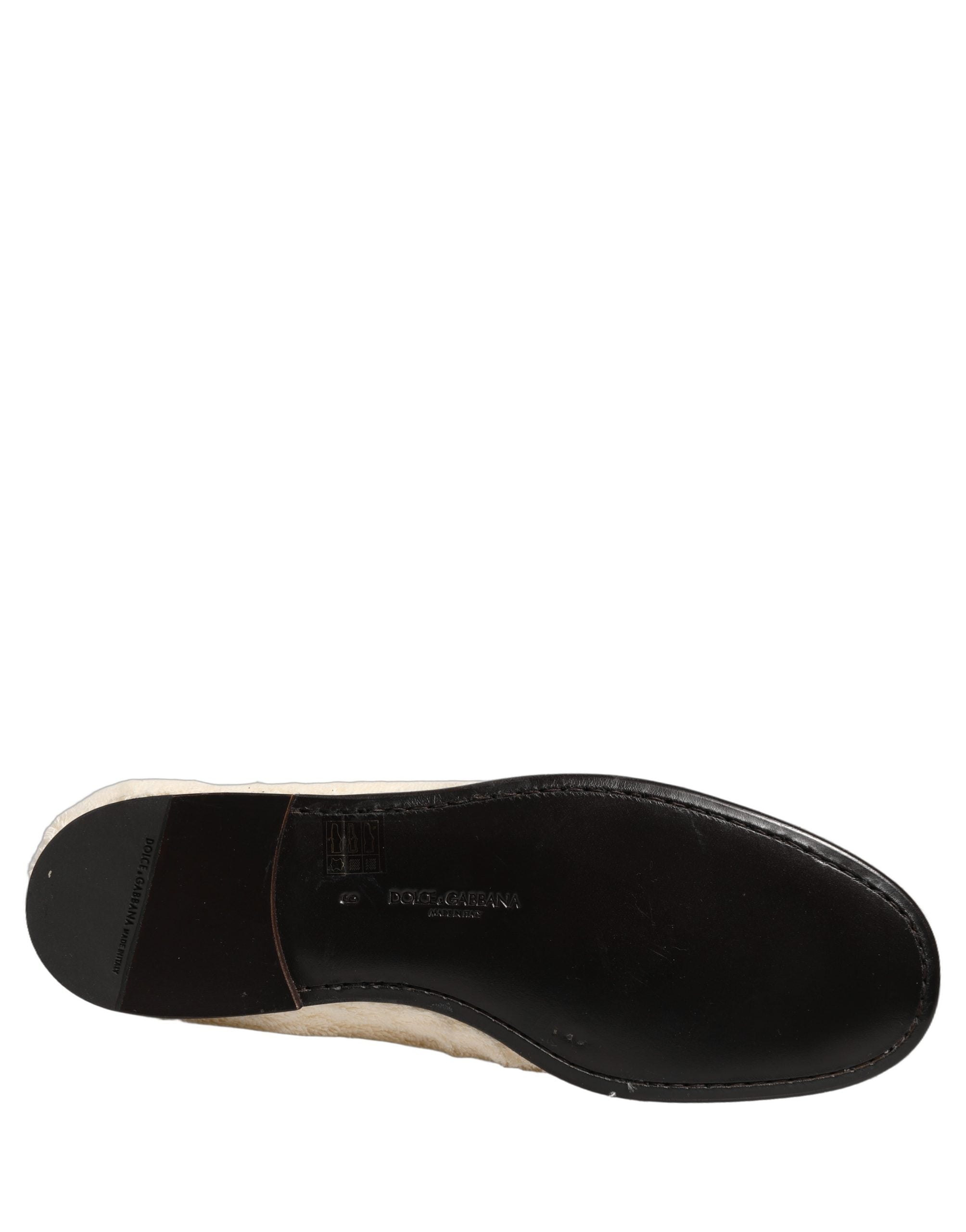 Dolce & Gabbana White Fur Shearling Men Dress Loafers Shoes Dolce & Gabbana