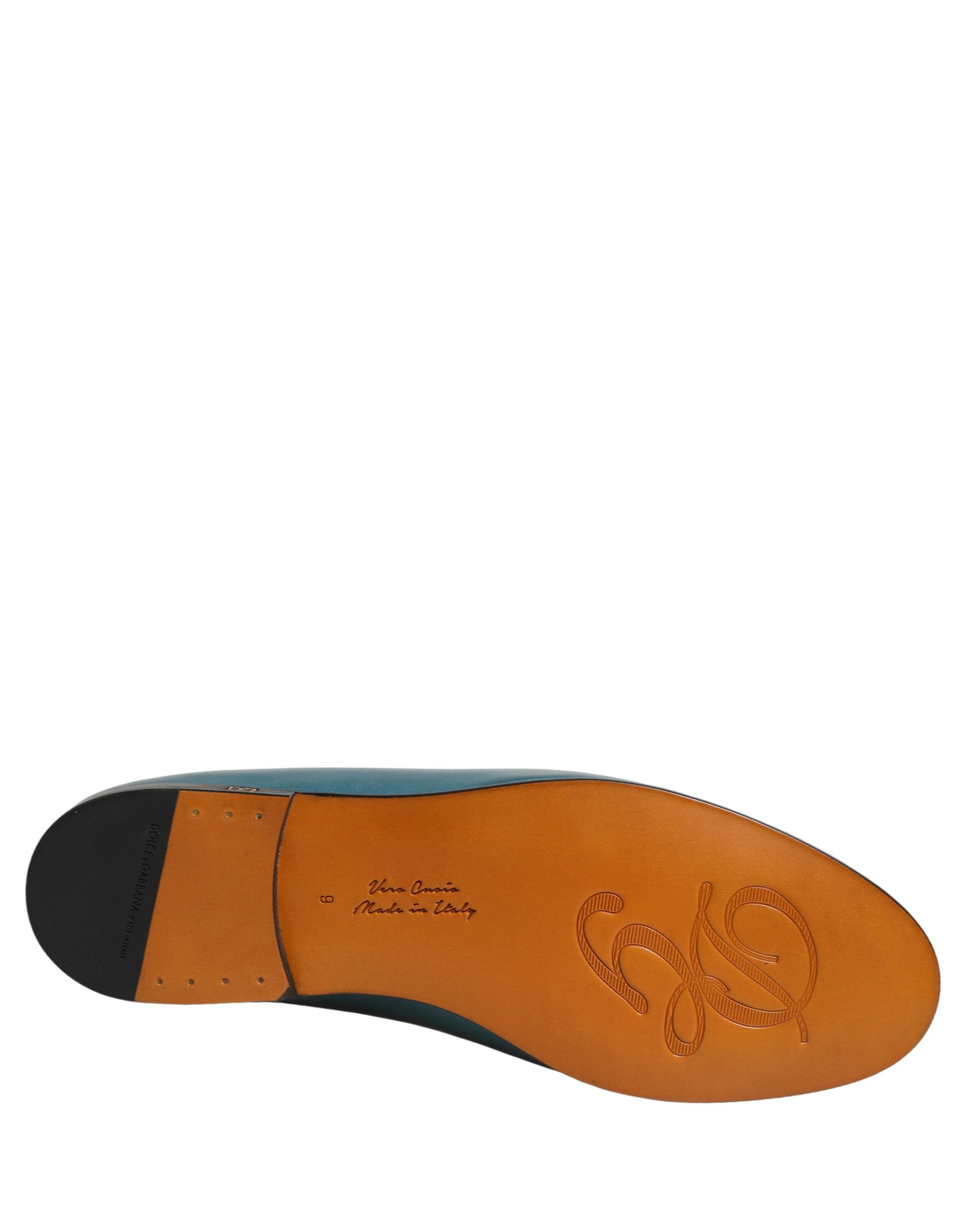Dolce & Gabbana Blue Leather Logo Slip On Men Loafers Shoes Dolce & Gabbana