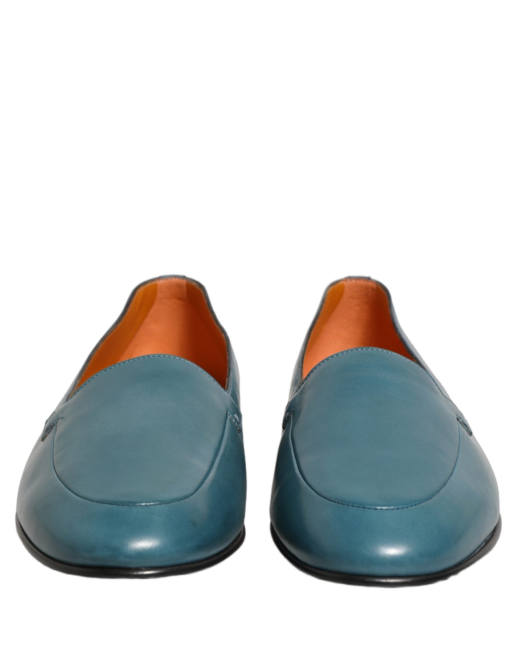 Dolce & Gabbana Blue Leather Logo Slip On Men Loafers Shoes Dolce & Gabbana
