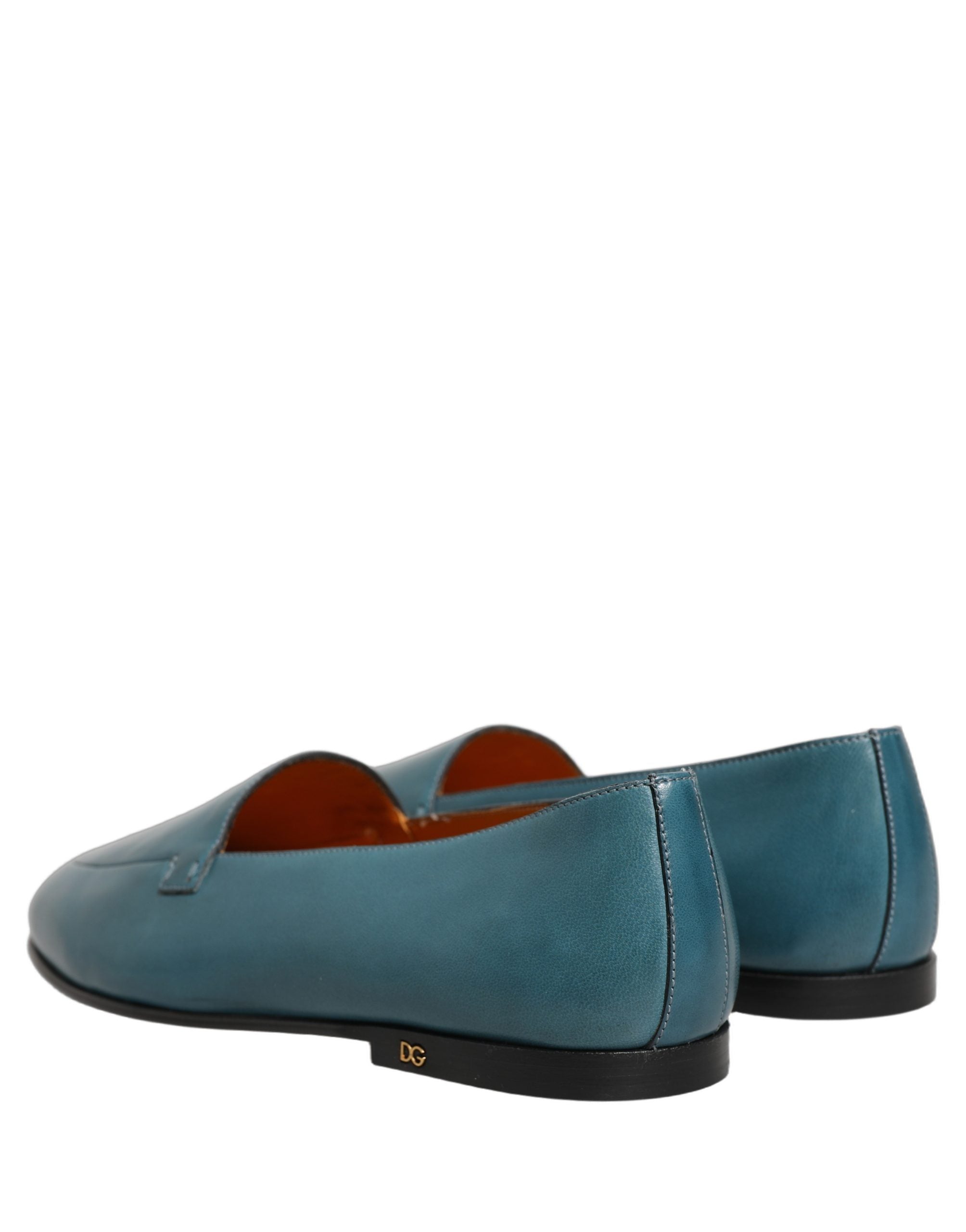 Dolce & Gabbana Blue Leather Logo Slip On Men Loafers Shoes Dolce & Gabbana