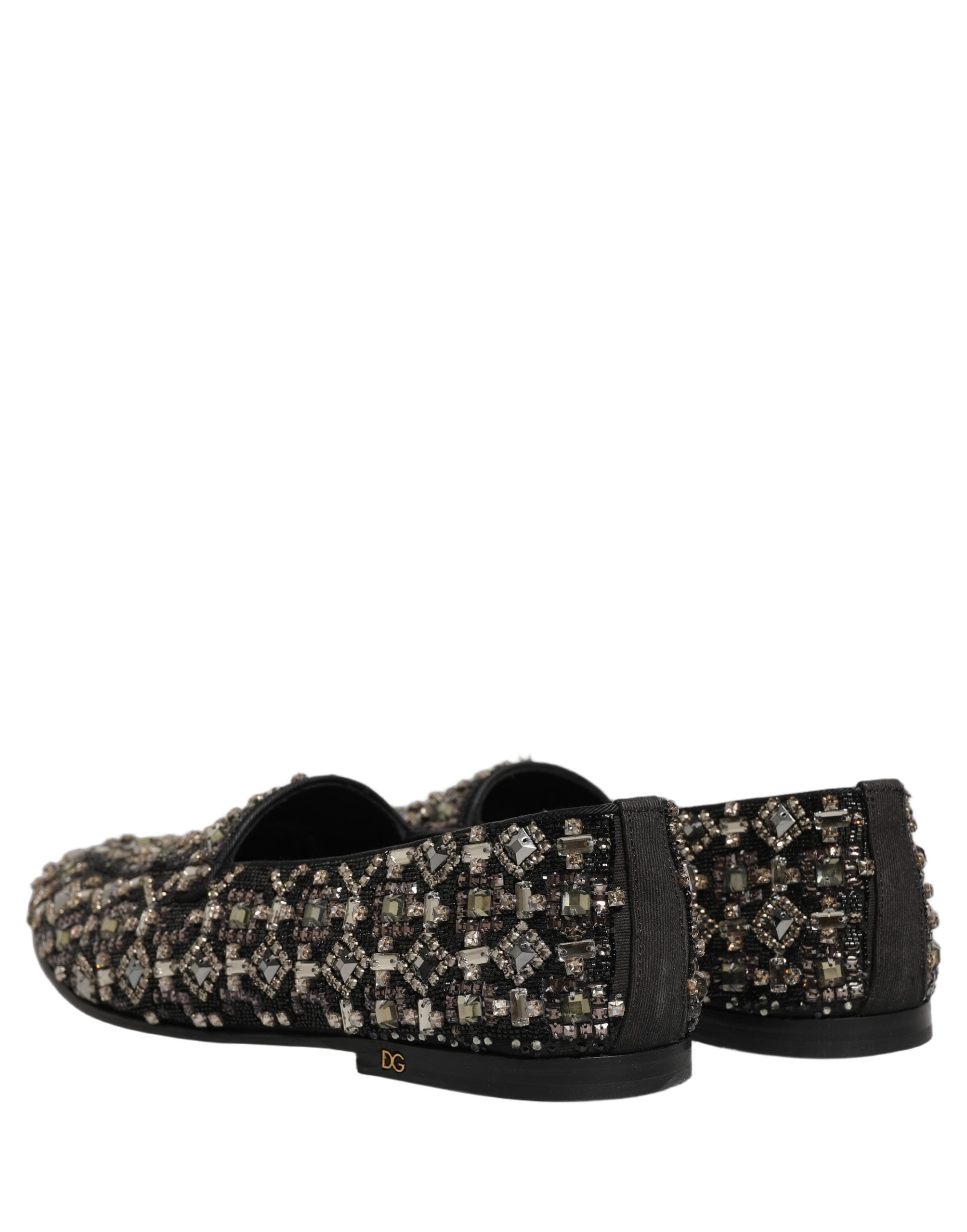 Dolce & Gabbana Silver Leather Logo Slip On Loafers Shoes Dolce & Gabbana