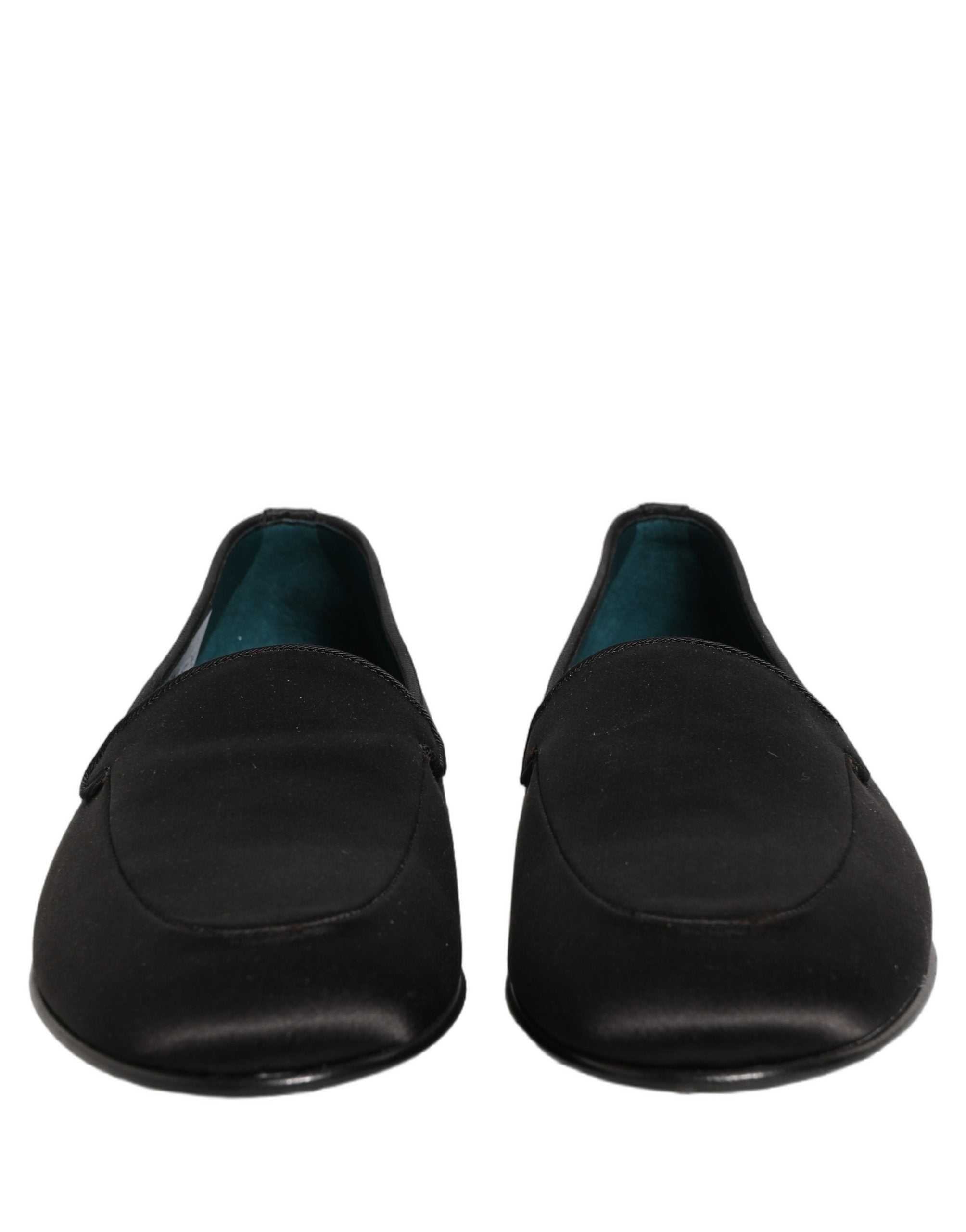 Dolce & Gabbana Black Satin Logo Slip On Flats Loafers Shoes Dolce & Gabbana