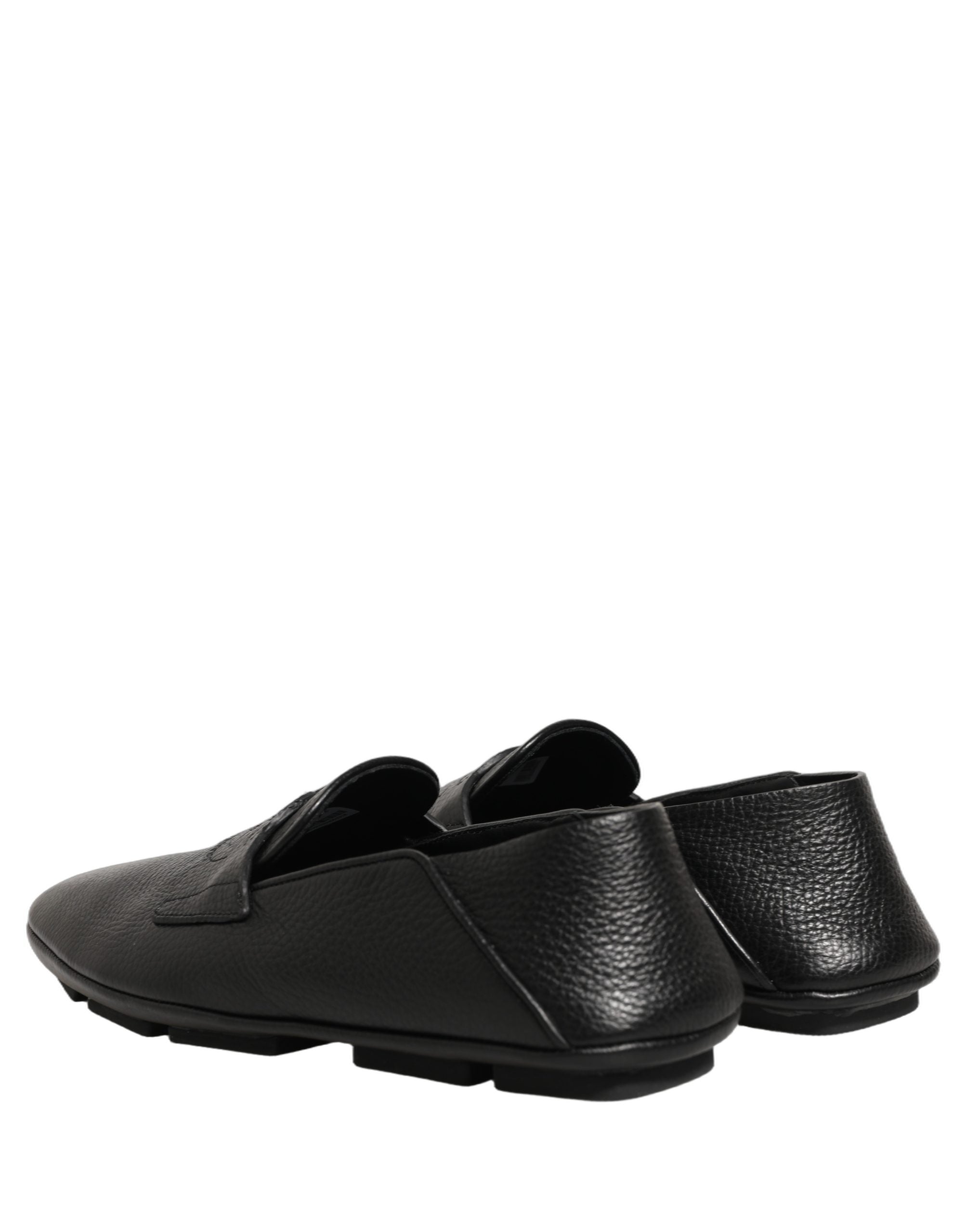 Dolce & Gabbana Black Deerskin Leather Driver Loafers Shoes Dolce & Gabbana