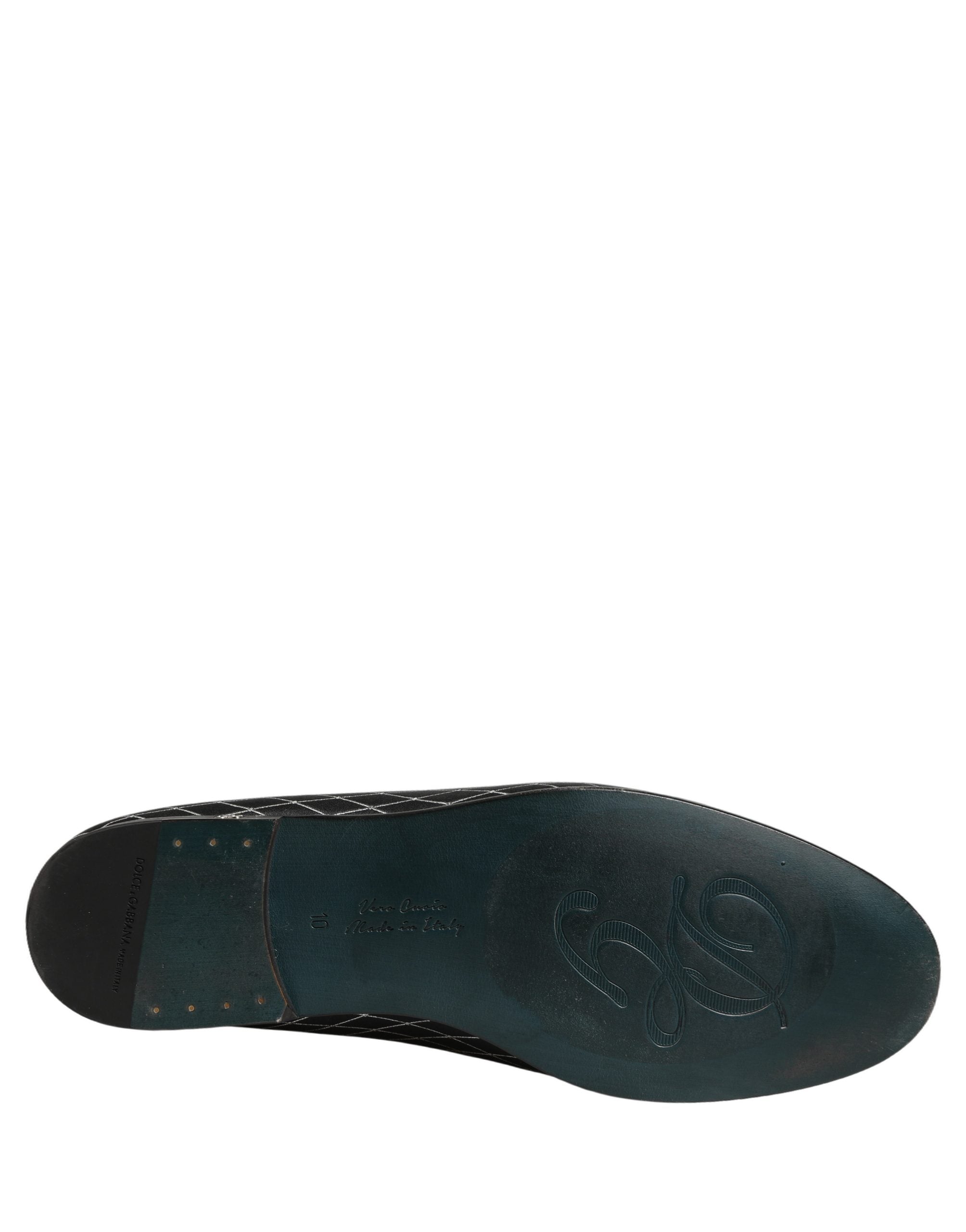 Dolce & Gabbana Black Velvet Diamond Stitched Loafers Shoes Dolce & Gabbana