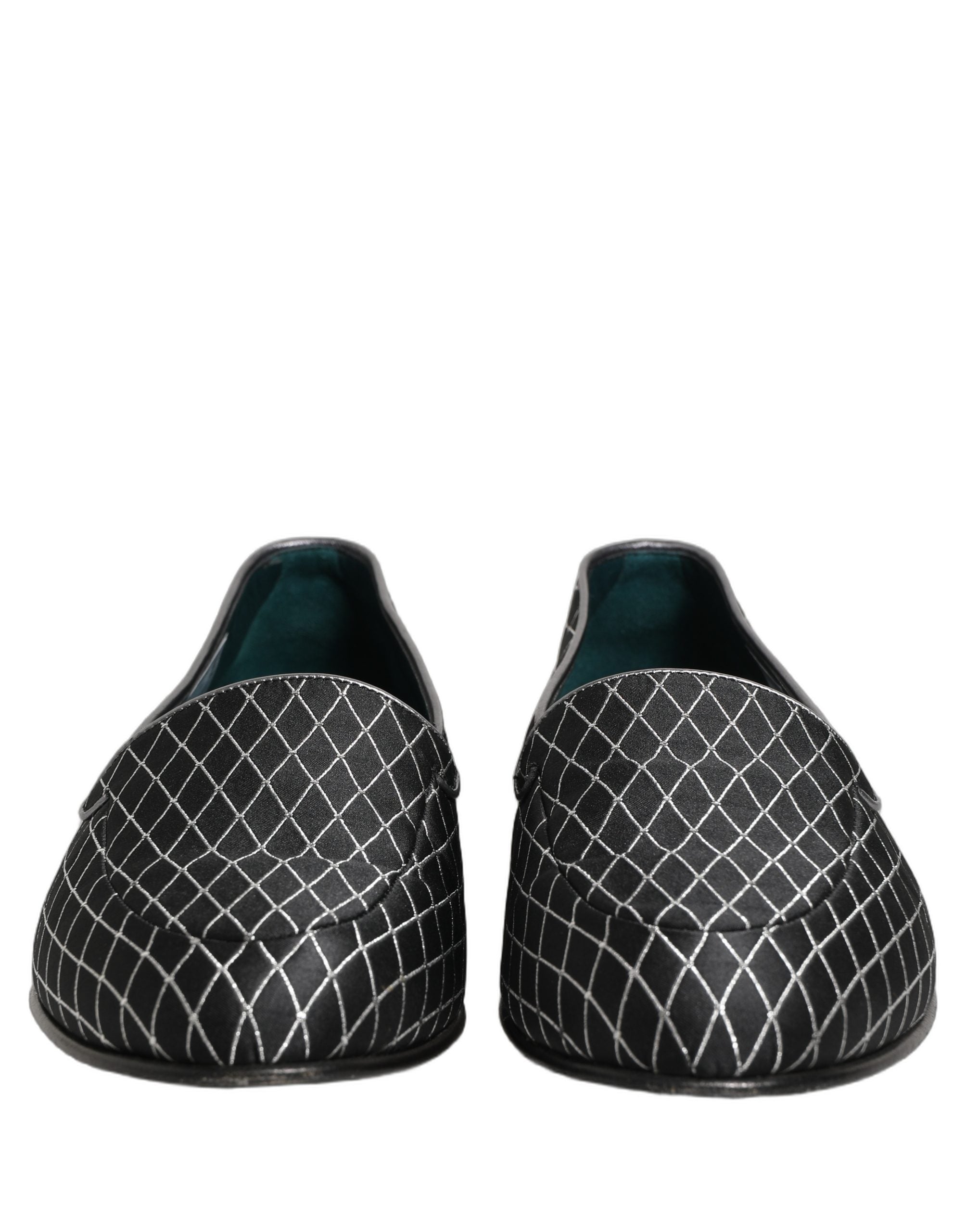 Dolce & Gabbana Black Velvet Diamond Stitched Loafers Shoes Dolce & Gabbana