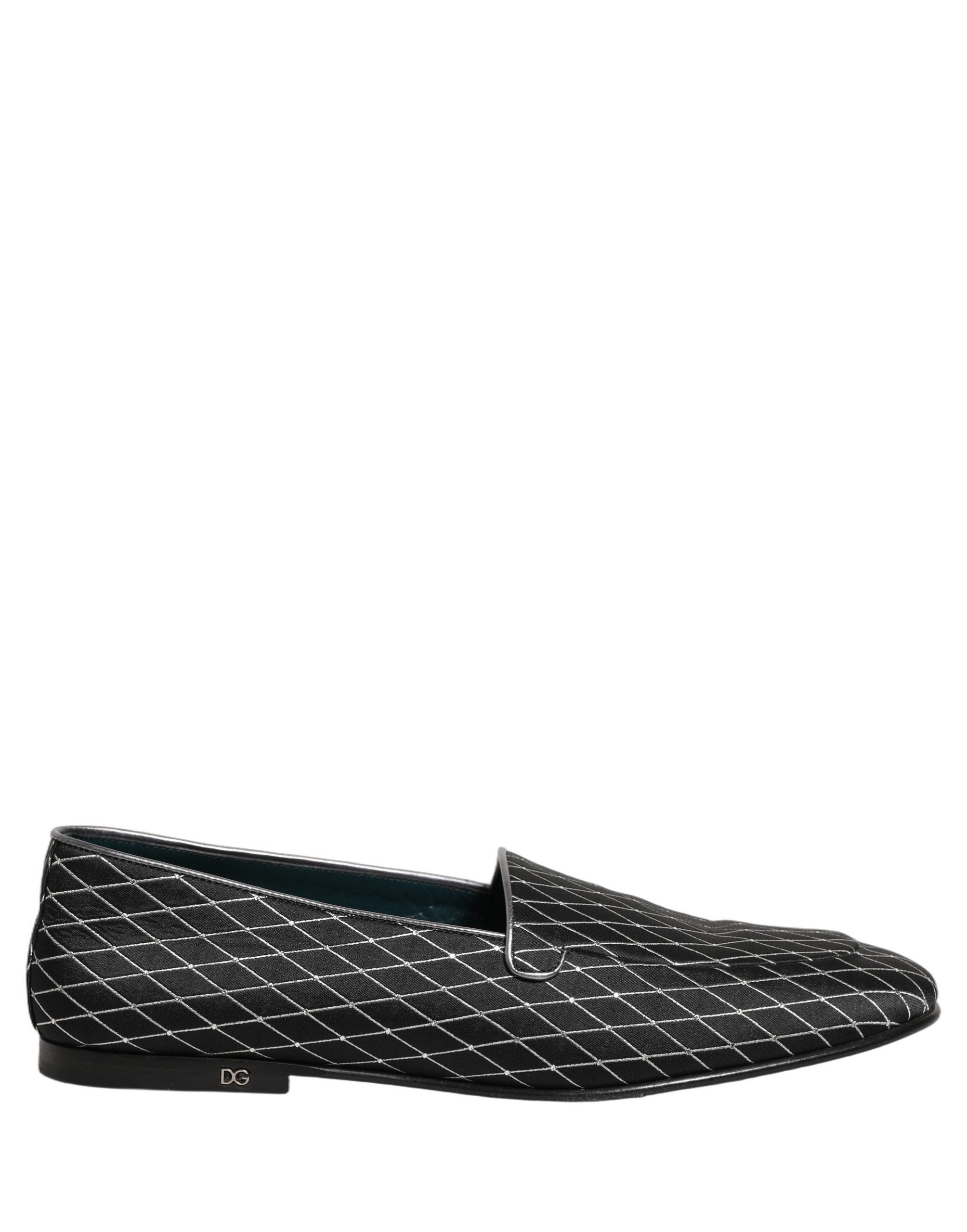 Dolce & Gabbana Black Velvet Diamond Stitched Loafers Shoes Dolce & Gabbana