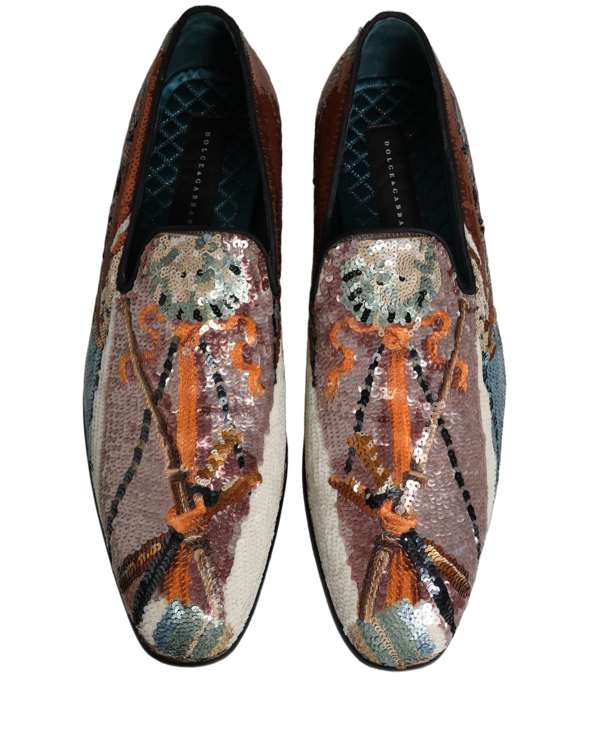 Dolce & Gabbana Multicolor Embroidered Sequin Loafers Shoes Dolce & Gabbana