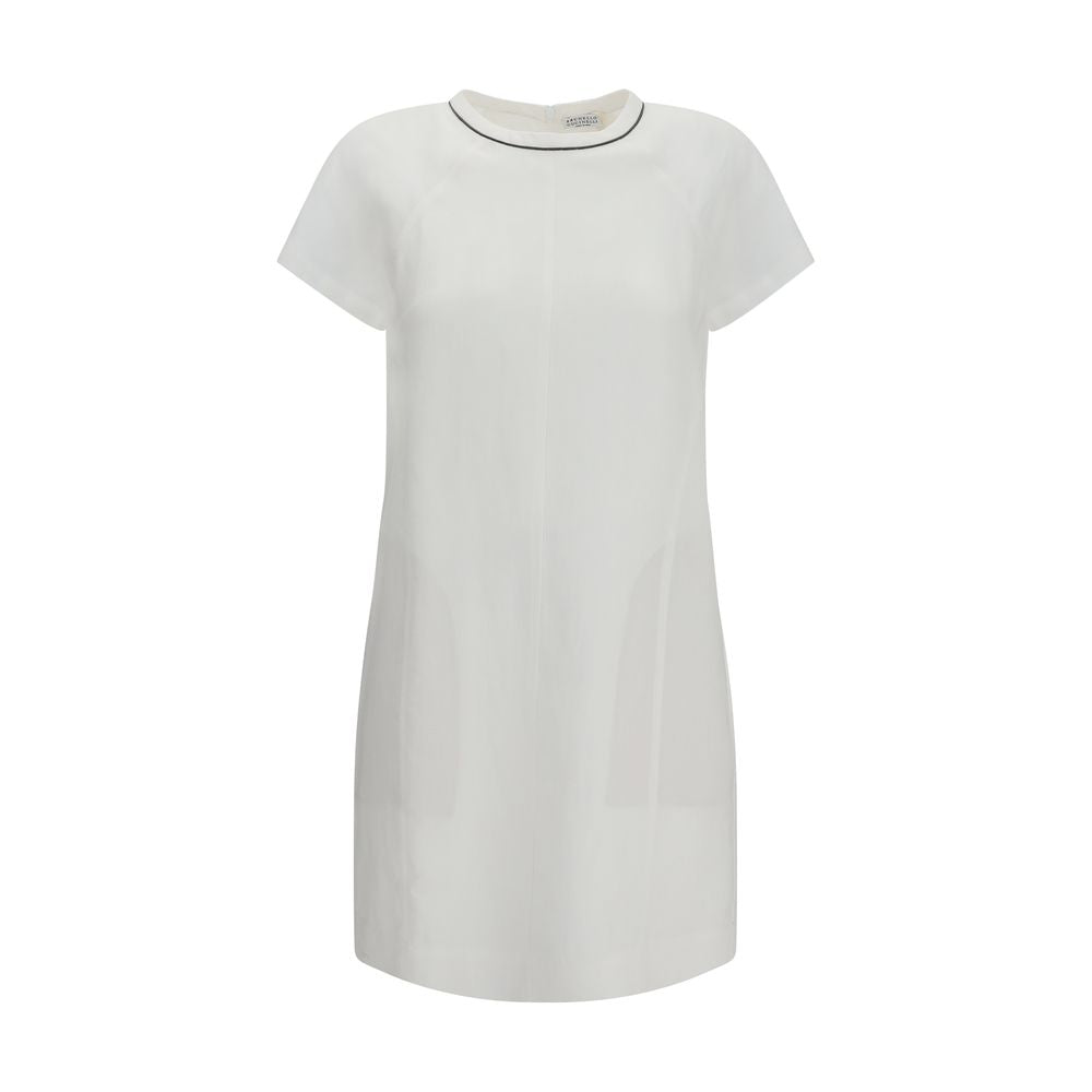 Brunello Cucinelli White Viscose Casual Dress Brunello Cucinelli