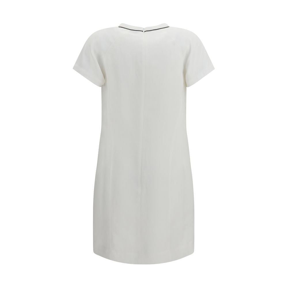 Brunello Cucinelli White Viscose Casual Dress Brunello Cucinelli