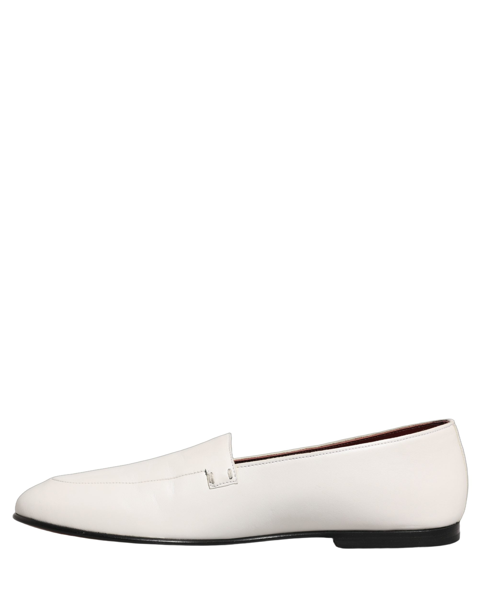 Dolce & Gabbana White Leather Logo Slip On Men Loafers Shoes Dolce & Gabbana
