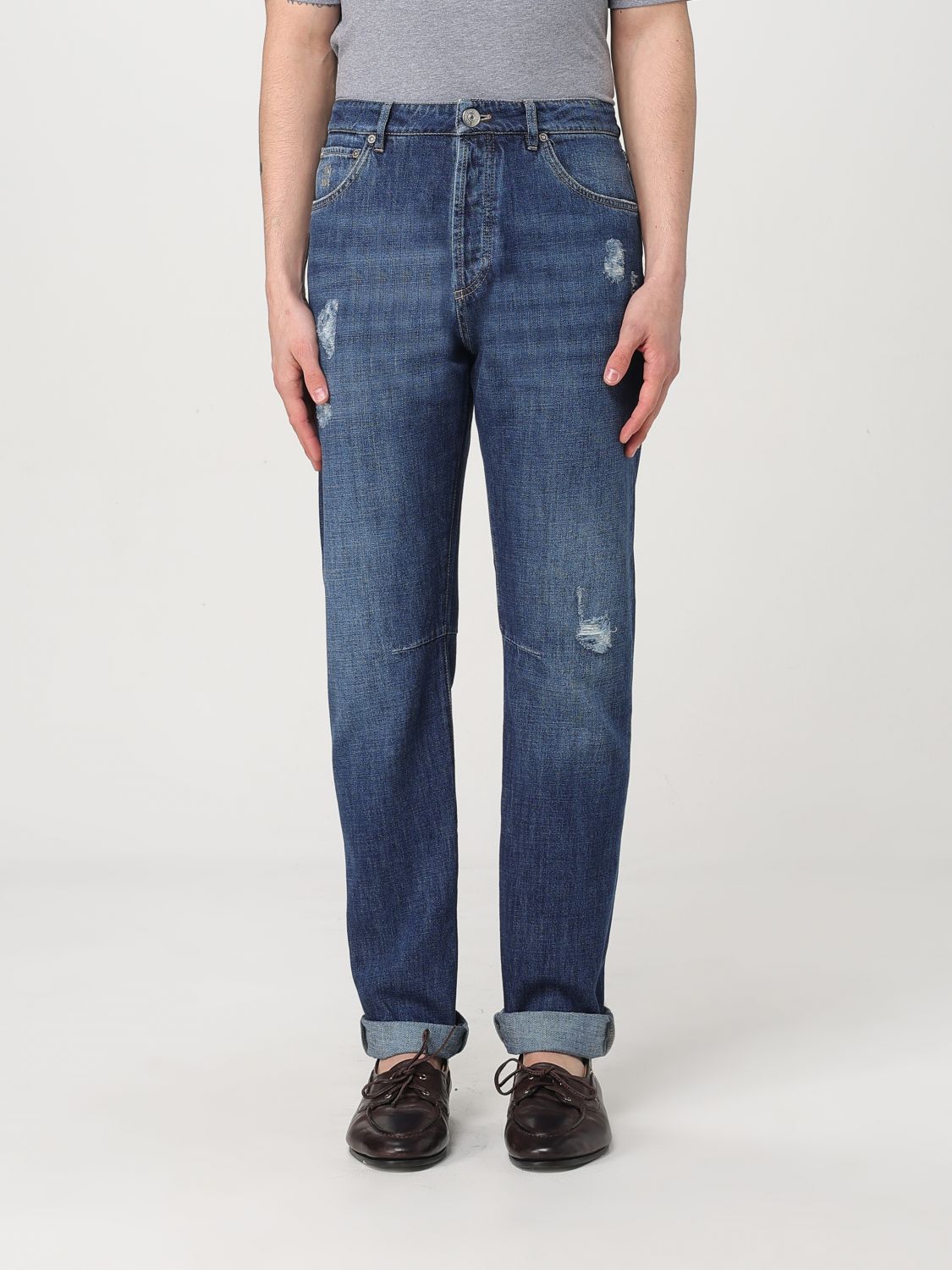 Brunello Cucinelli Blue Denim Straight-Leg Jeans Brunello Cucinelli