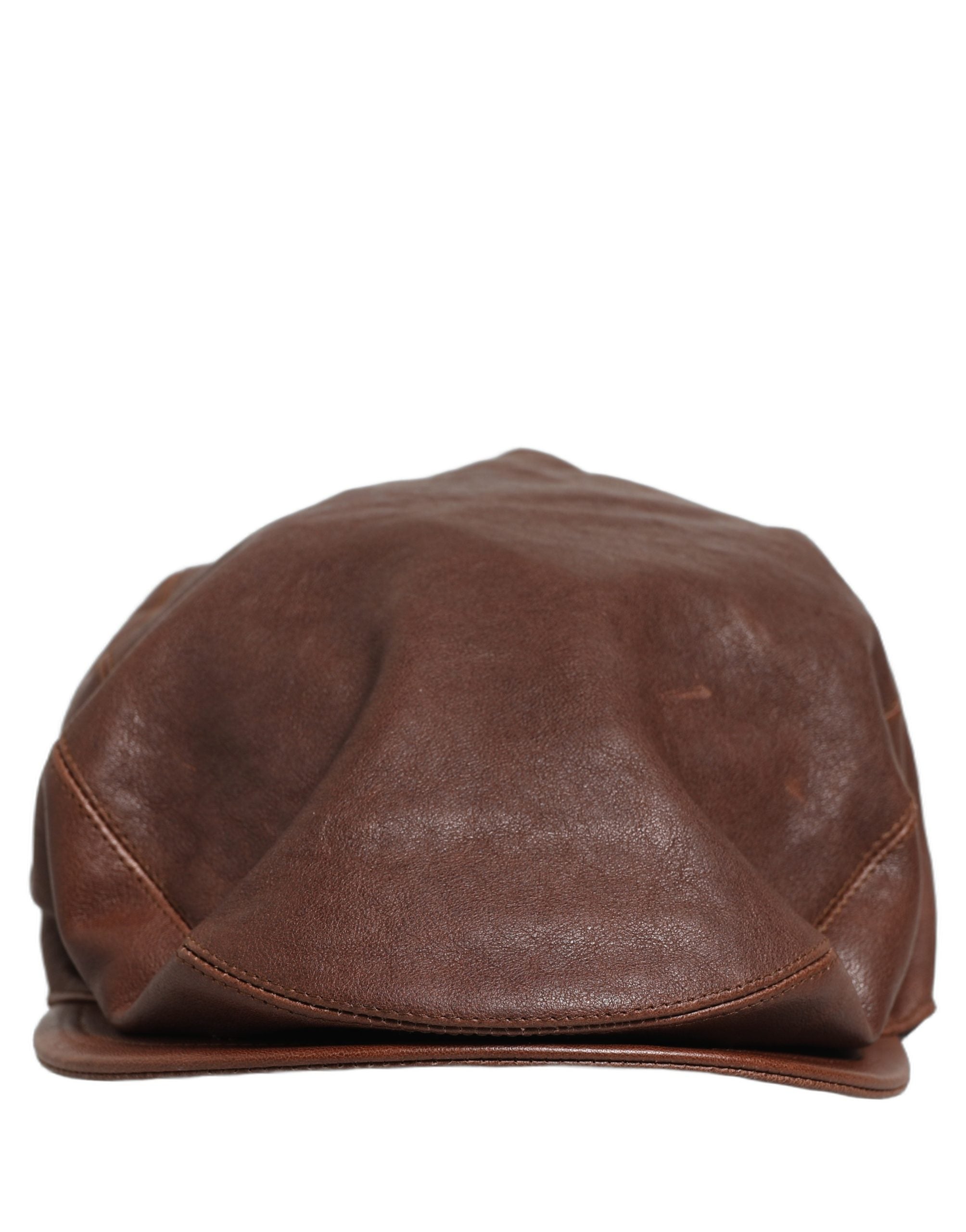 Dolce & Gabbana Men Brown Lamb Leather Newsboy Cloth Capello Hat Dolce & Gabbana