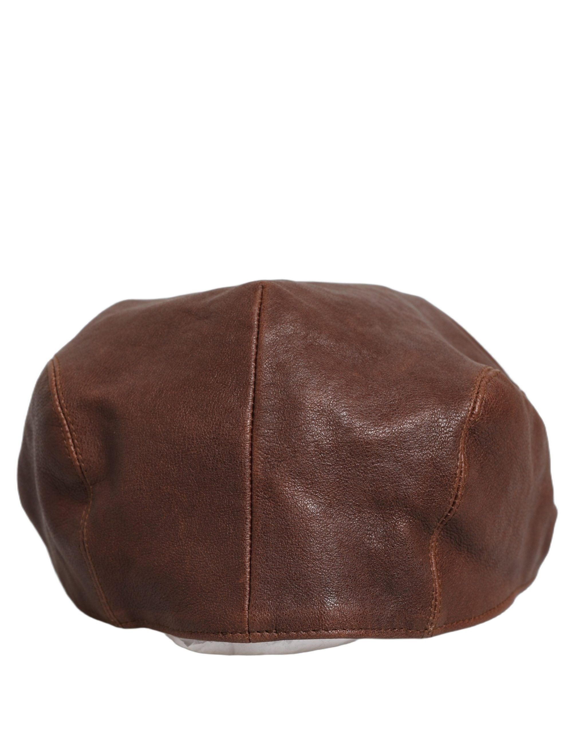 Dolce & Gabbana Men Brown Lamb Leather Newsboy Cloth Capello Hat Dolce & Gabbana
