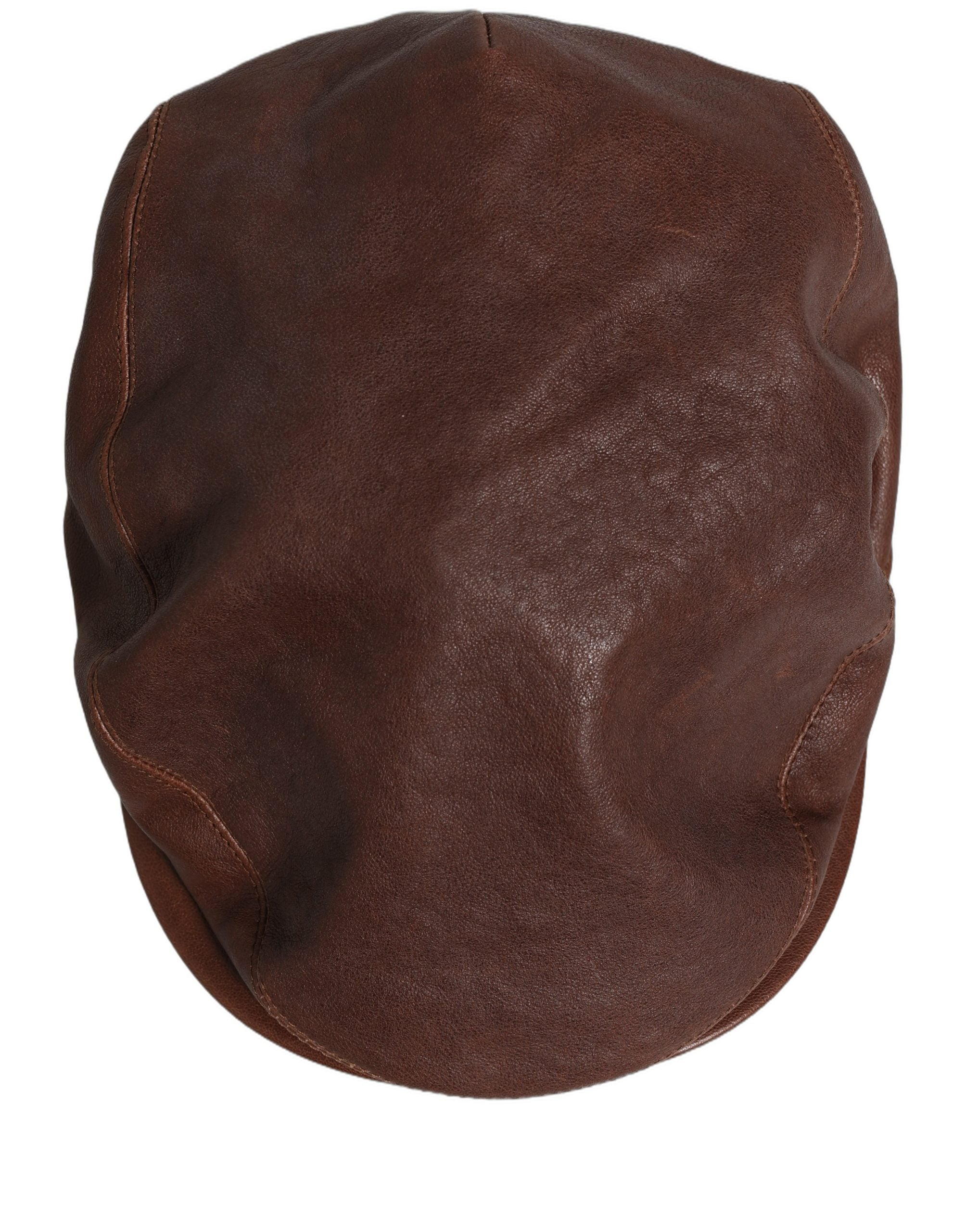 Dolce & Gabbana Men Brown Lamb Leather Newsboy Cloth Capello Hat Dolce & Gabbana