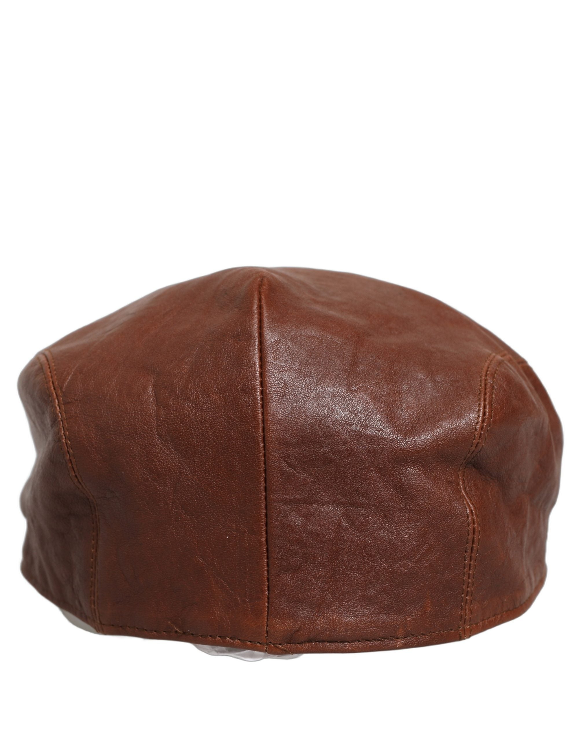 Dolce & Gabbana Men Brown Lamb Leather Newsboy Cloth Capello Hat Dolce & Gabbana