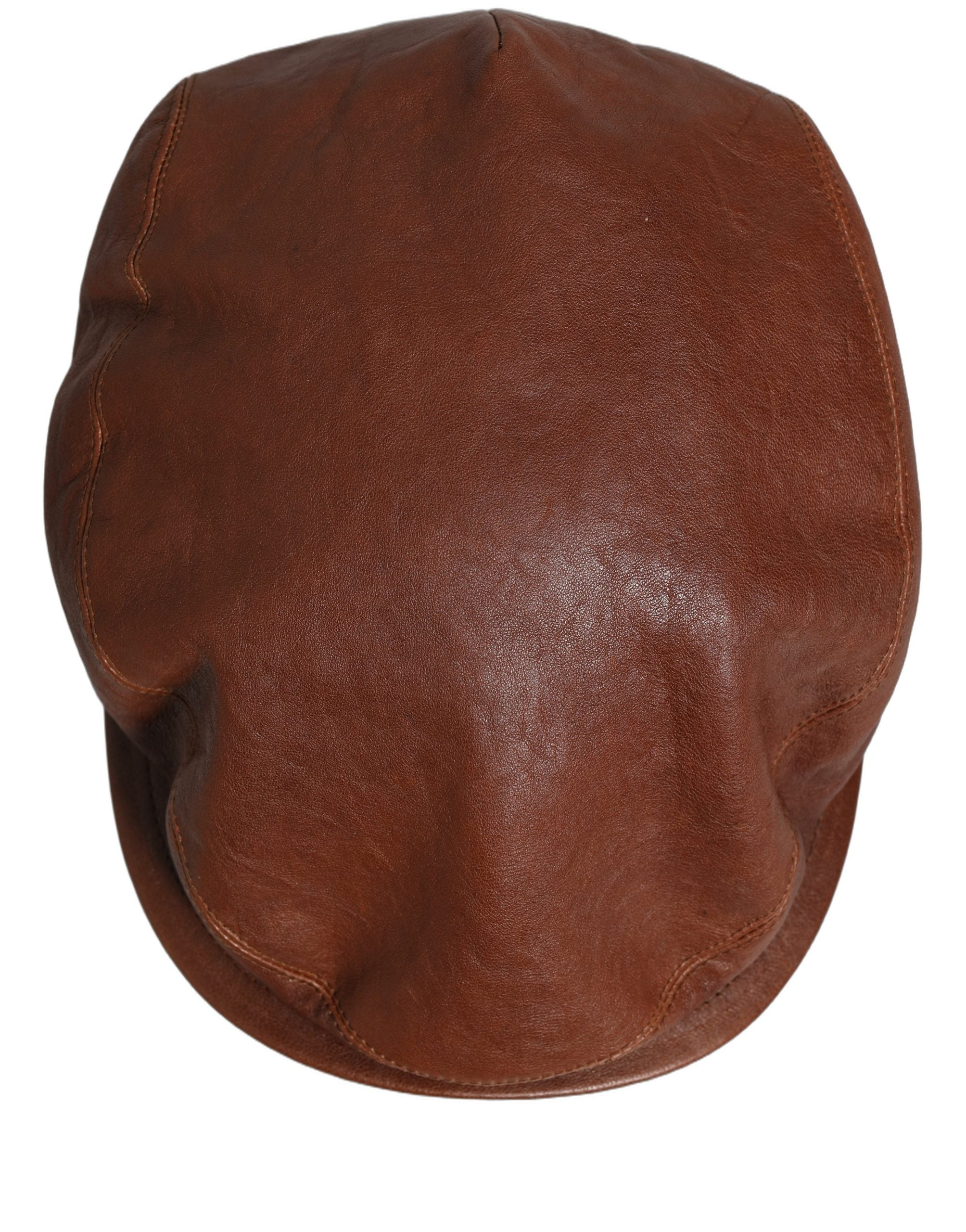 Dolce & Gabbana Men Brown Lamb Leather Newsboy Cloth Capello Hat Dolce & Gabbana