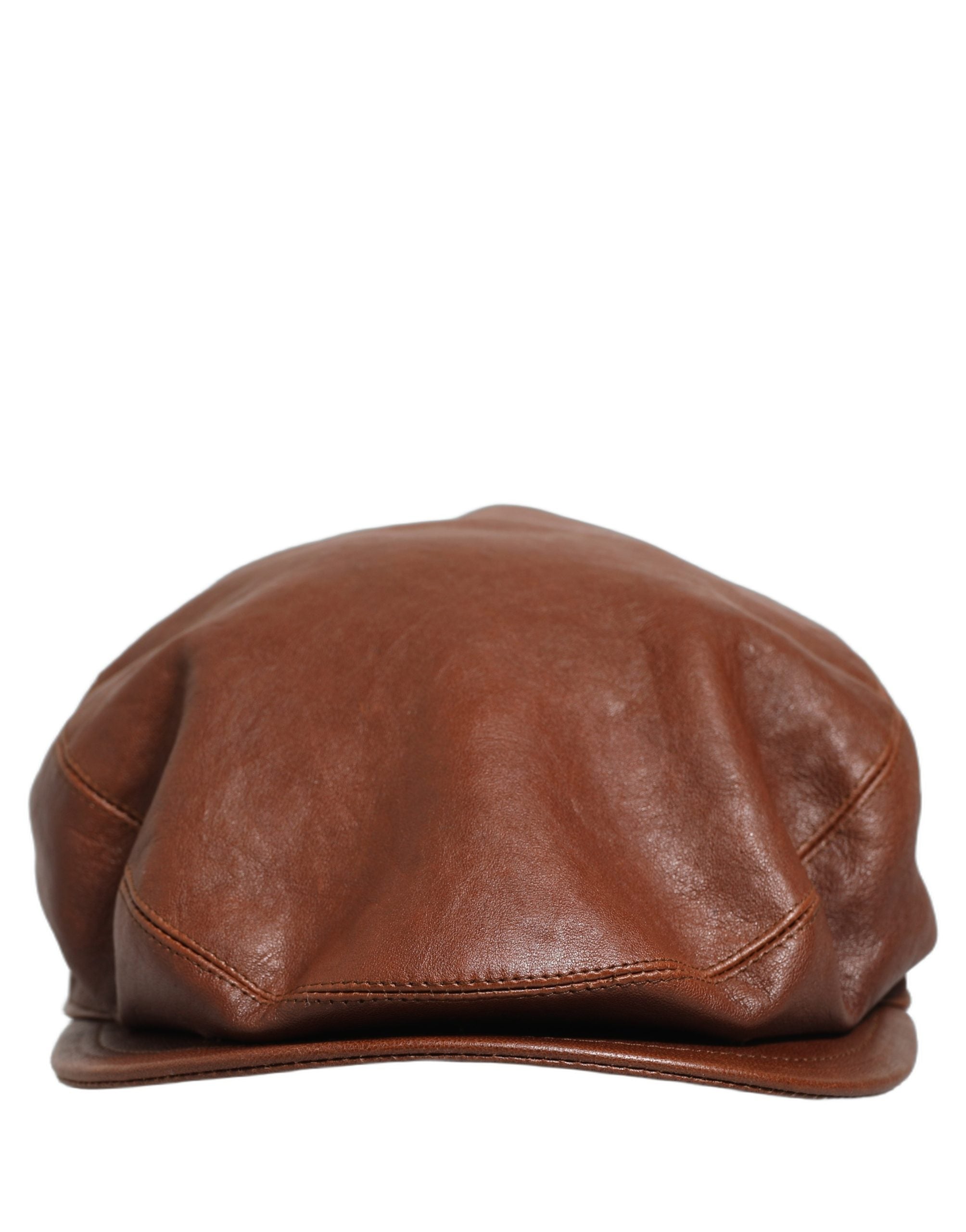 Dolce & Gabbana Men Brown Lamb Leather Newsboy Cloth Capello Hat Dolce & Gabbana