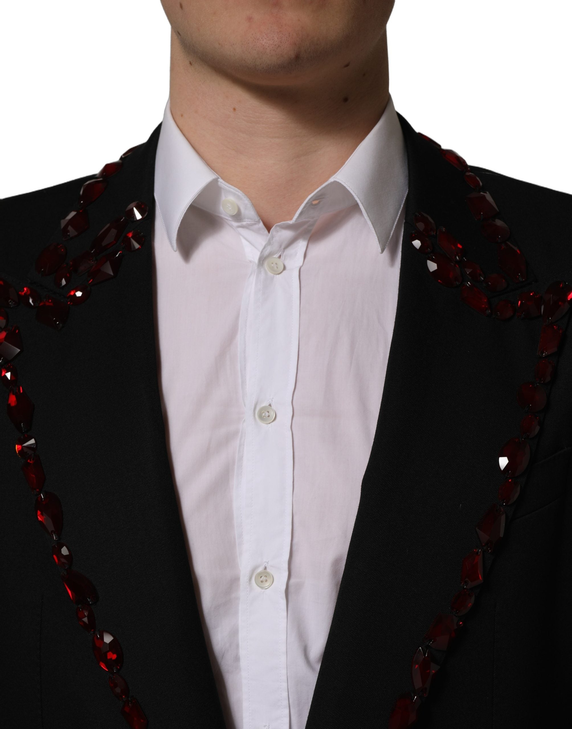 Dolce & Gabbana Black Crystal Embellished Coat Blazer Jacket Dolce & Gabbana
