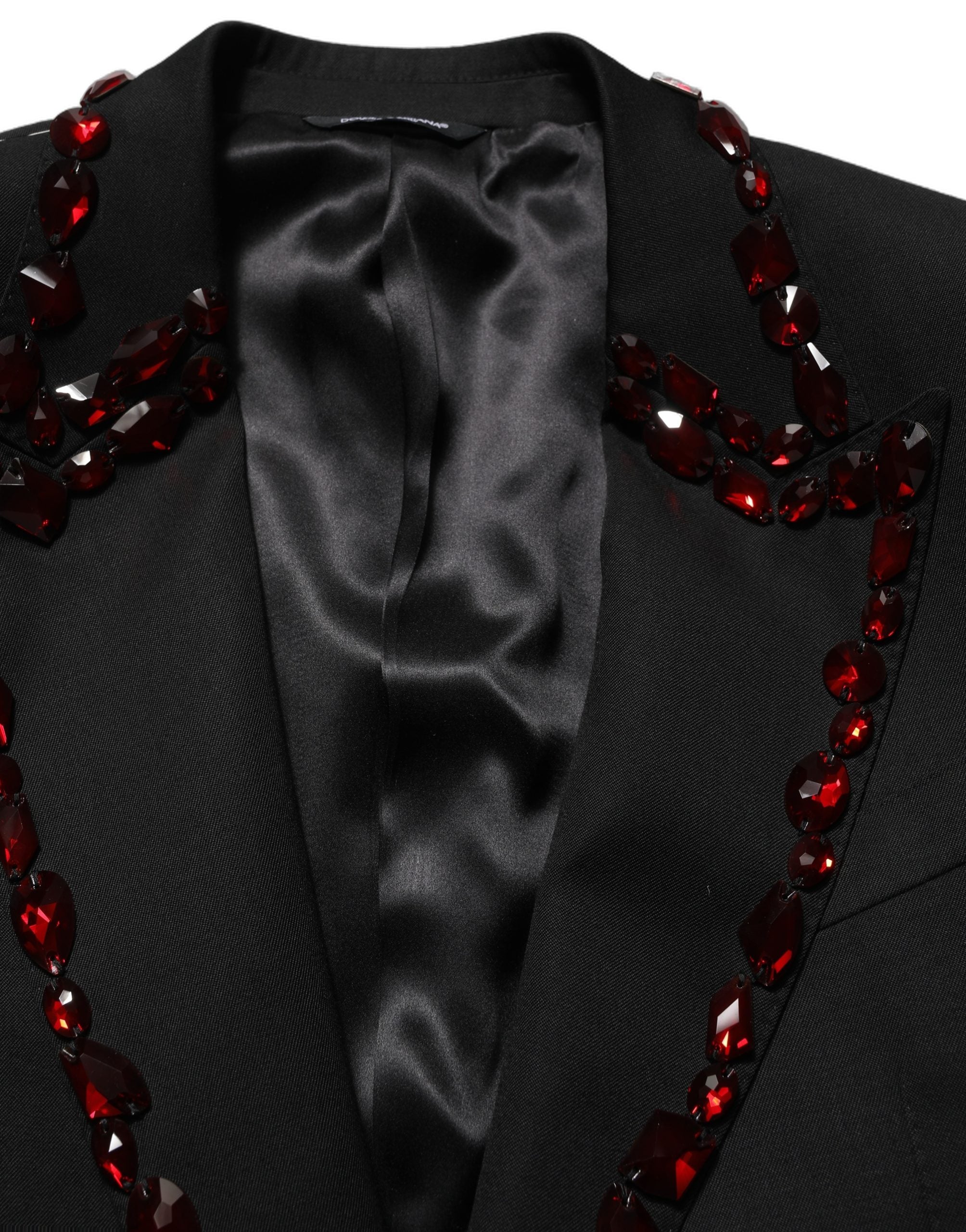 Dolce & Gabbana Black Crystal Embellished Coat Blazer Jacket Dolce & Gabbana