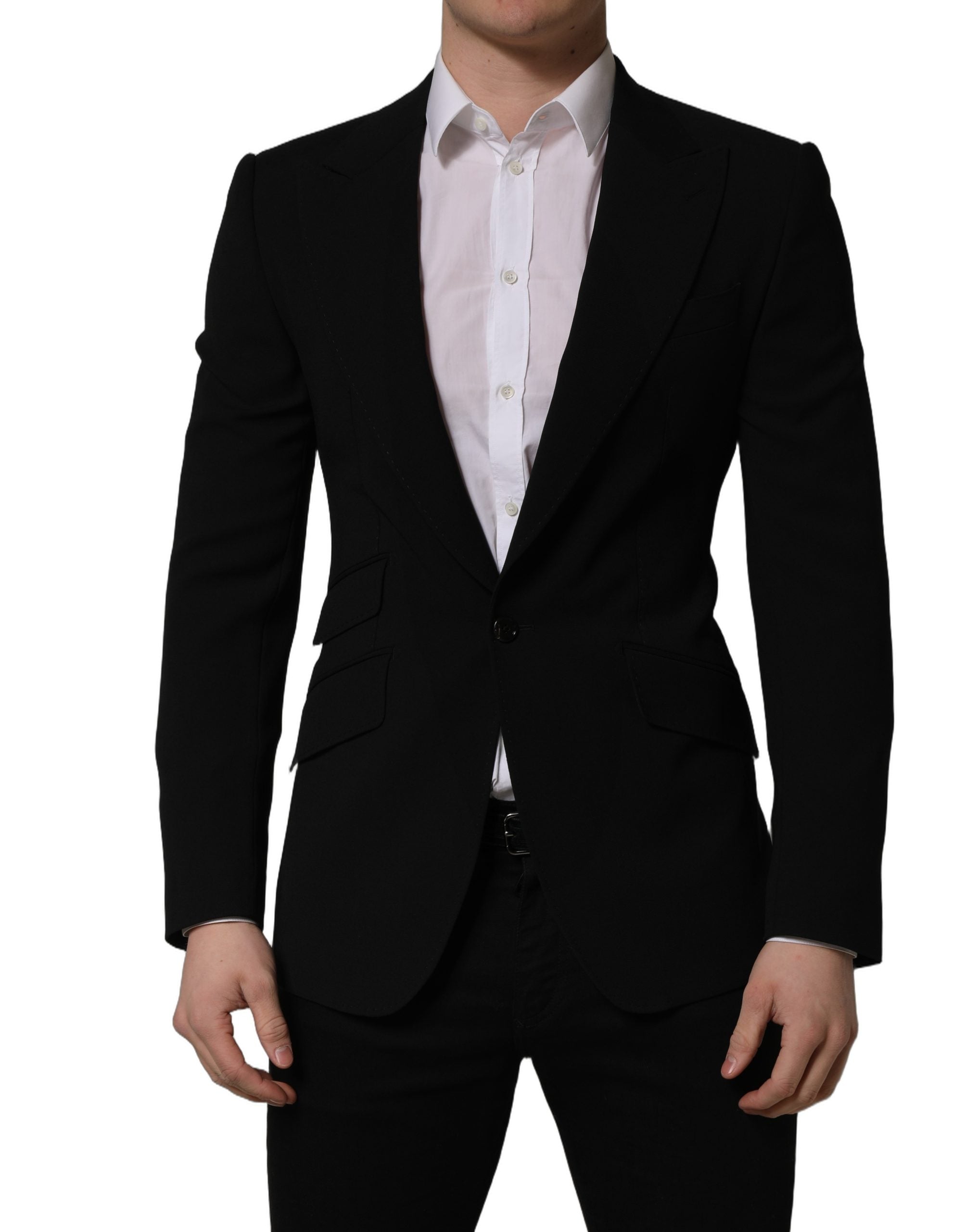 Dolce & Gabbana Black Wool Single Breasted Men Blazer Jacket Dolce & Gabbana