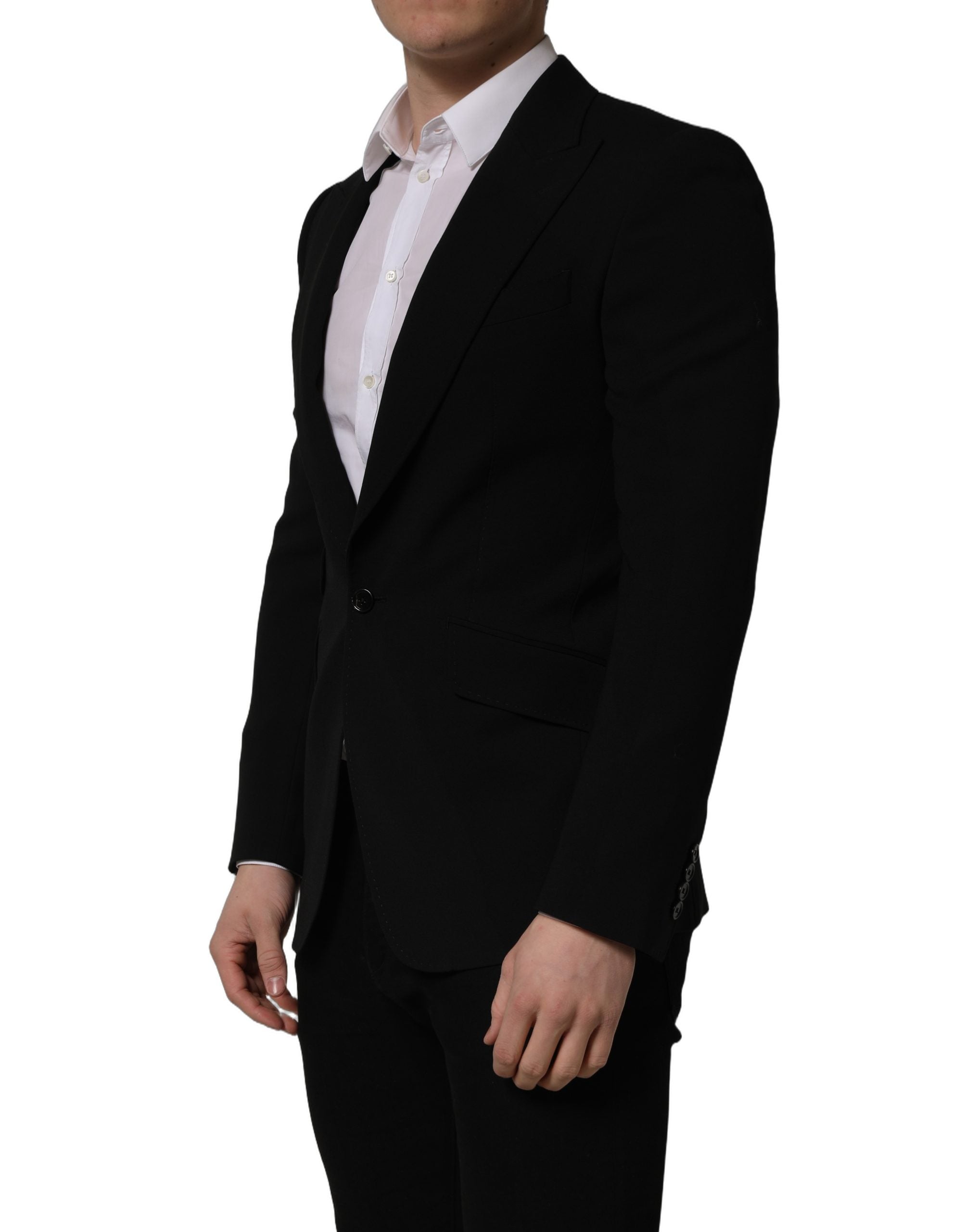 Dolce & Gabbana Black Wool Single Breasted Men Blazer Jacket Dolce & Gabbana