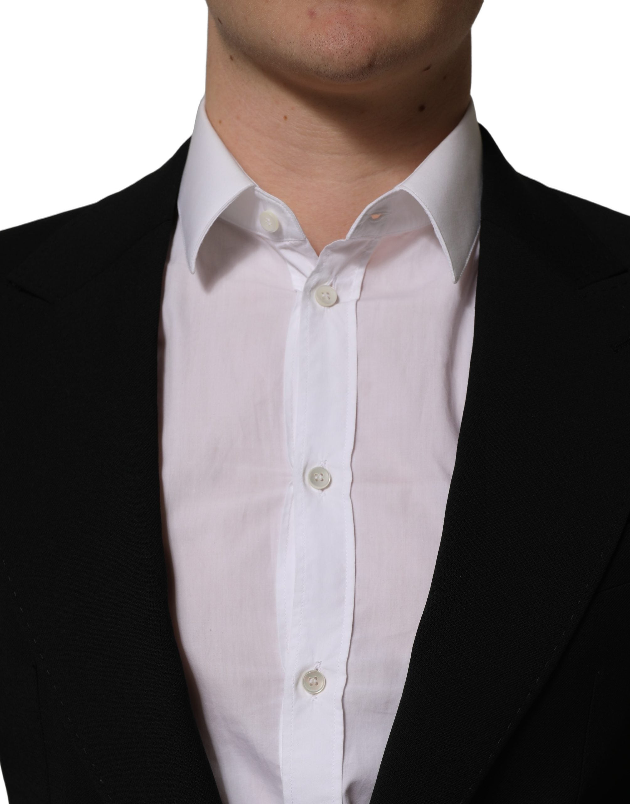 Dolce & Gabbana Black Wool Single Breasted Men Blazer Jacket Dolce & Gabbana
