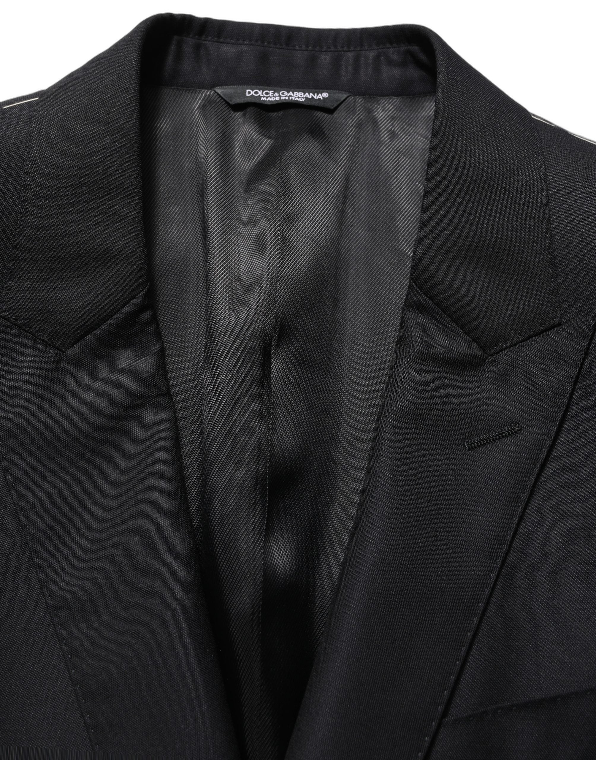 Dolce & Gabbana Black Wool Single Breasted Men Blazer Jacket Dolce & Gabbana