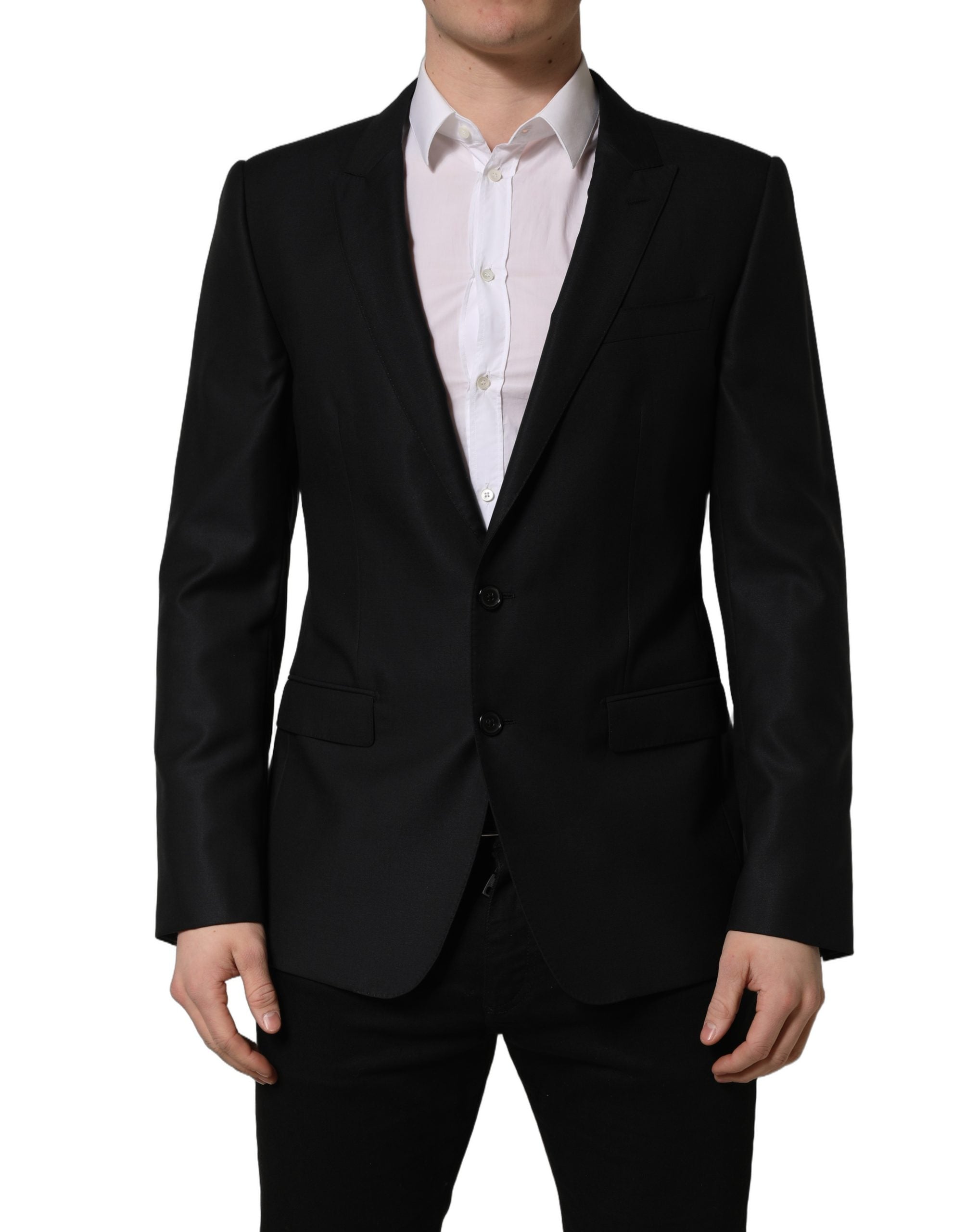 Dolce & Gabbana Black Wool Single Breasted Men Blazer Jacket Dolce & Gabbana