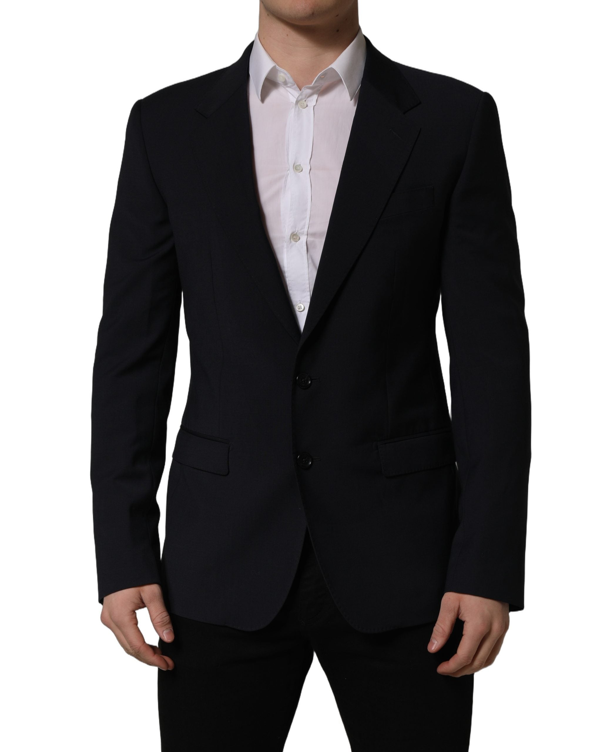 Dolce & Gabbana Black Wool Single Breasted Men Blazer Jacket Dolce & Gabbana