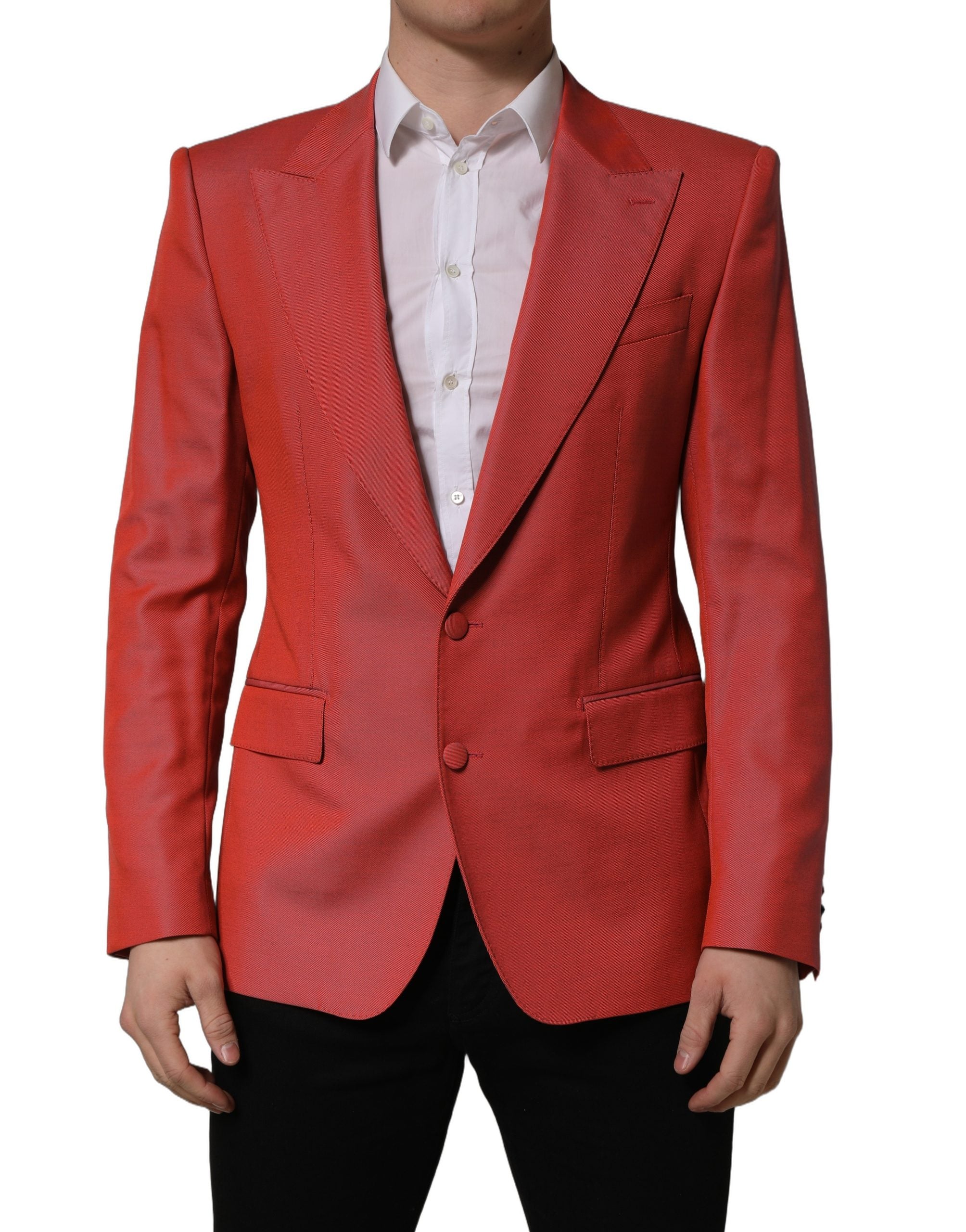Dolce & Gabbana Red Wool Single Breasted Men Blazer Jacket Dolce & Gabbana