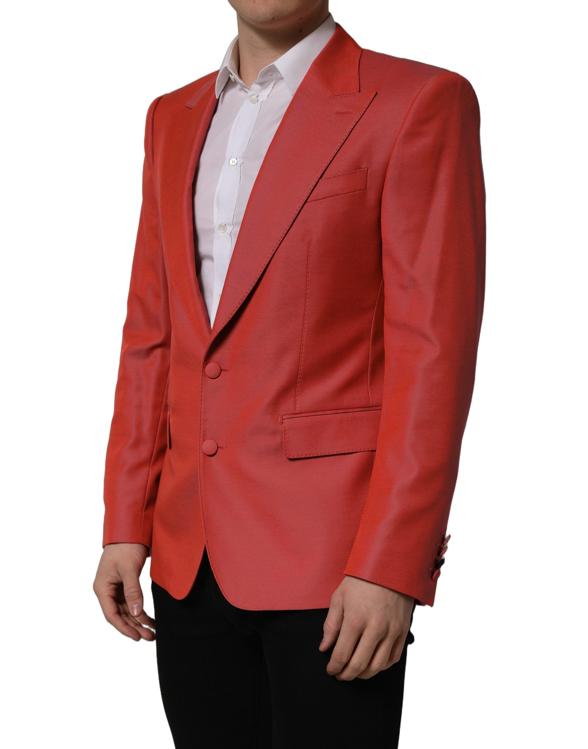 Dolce & Gabbana Red Wool Single Breasted Men Blazer Jacket Dolce & Gabbana