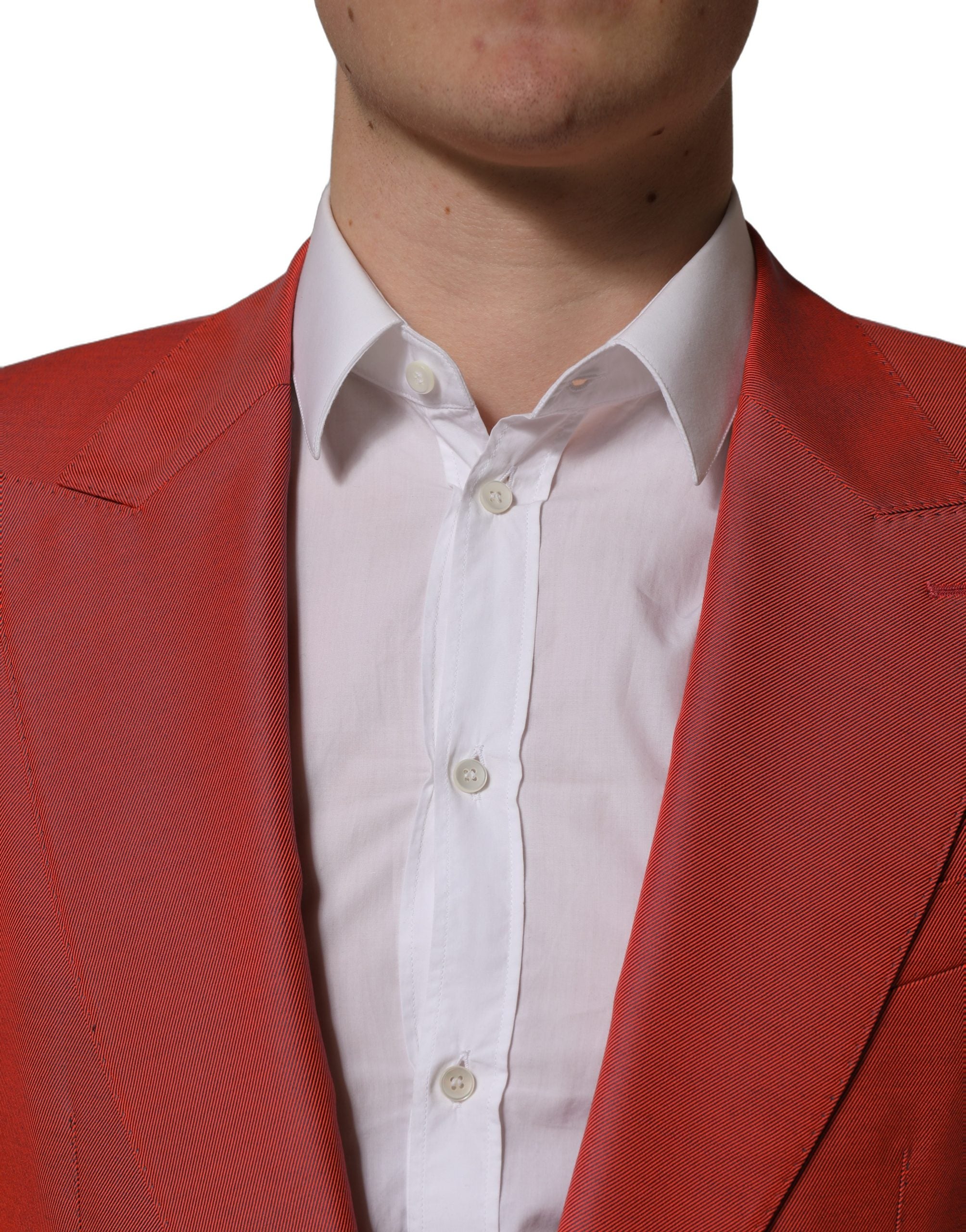 Dolce & Gabbana Red Wool Single Breasted Men Blazer Jacket Dolce & Gabbana