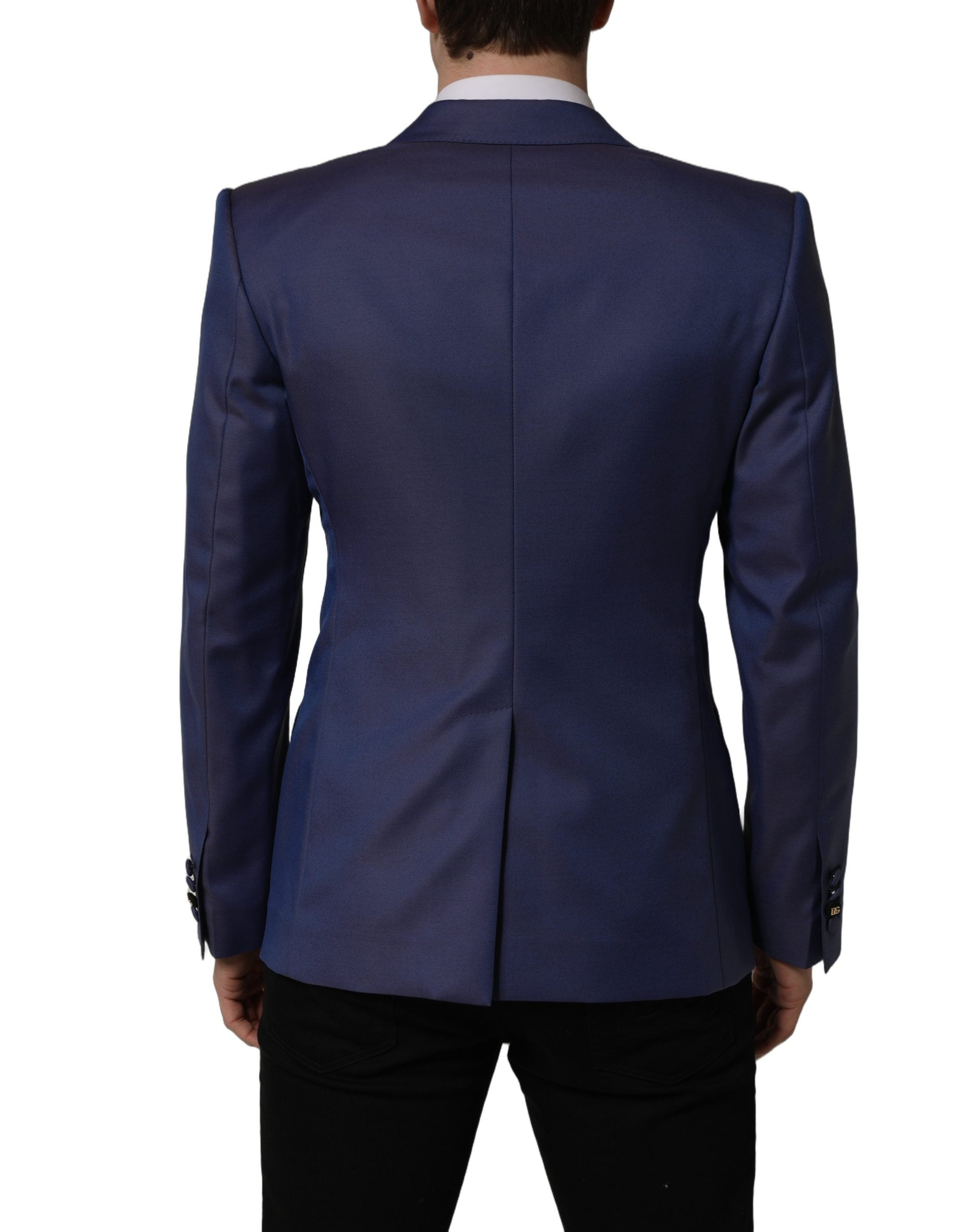 Dolce & Gabbana Blue Wool Double Breasted Men Blazer Jacket Dolce & Gabbana