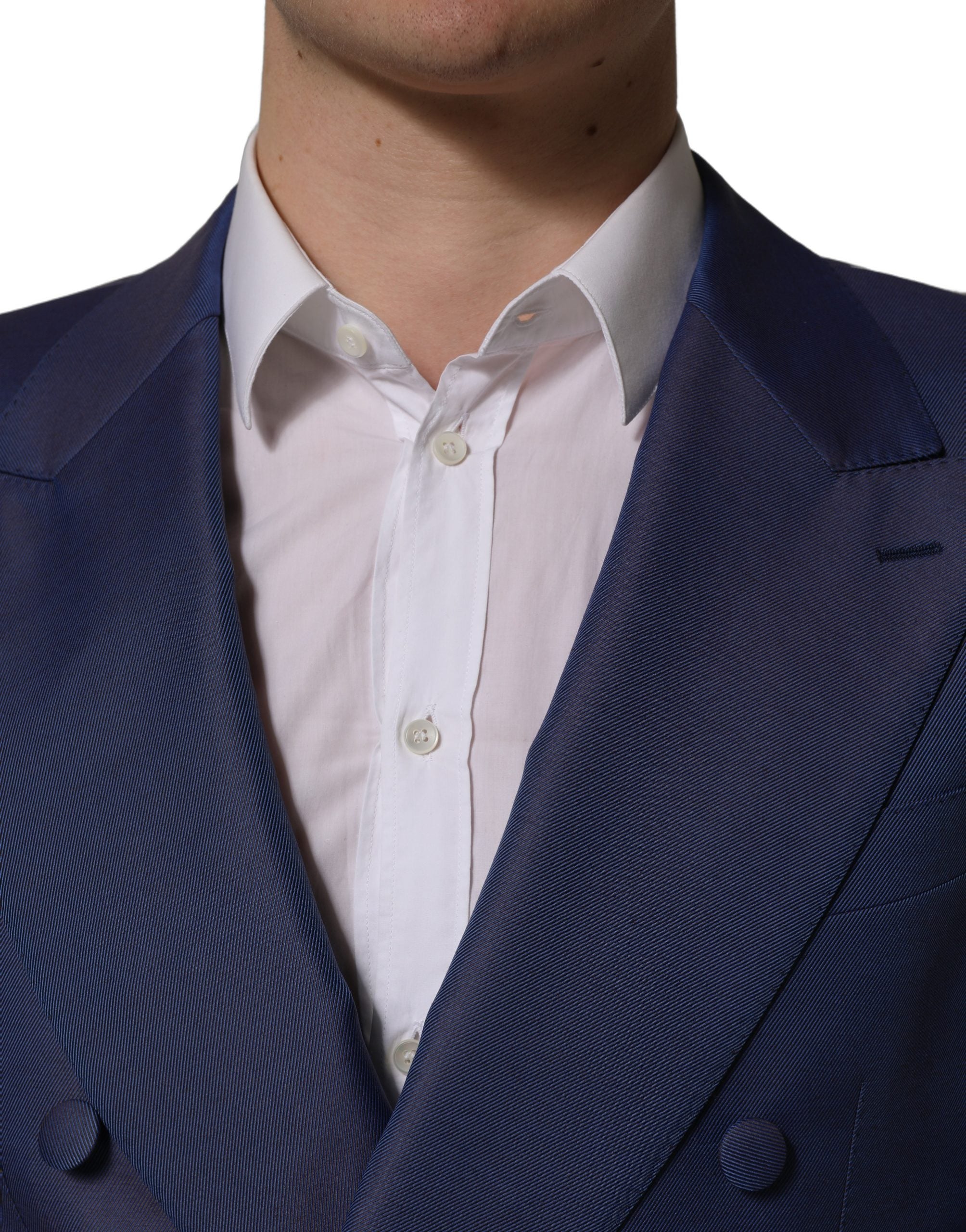 Dolce & Gabbana Blue Wool Double Breasted Men Blazer Jacket Dolce & Gabbana